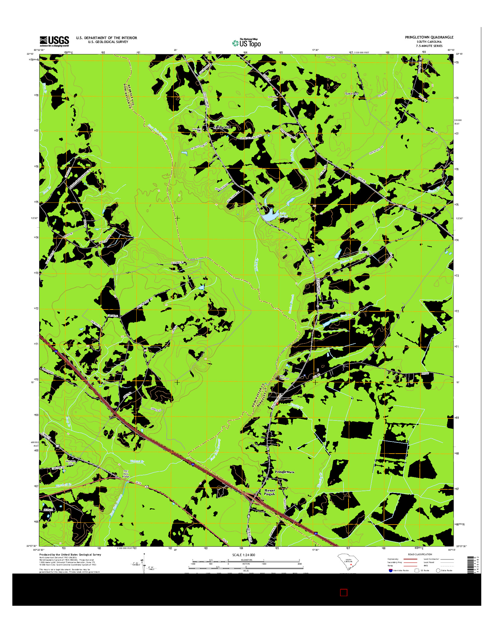 USGS US TOPO 7.5-MINUTE MAP FOR PRINGLETOWN, SC 2014