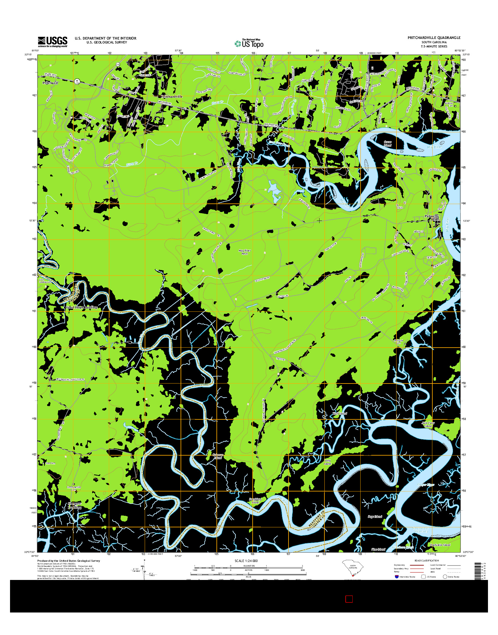 USGS US TOPO 7.5-MINUTE MAP FOR PRITCHARDVILLE, SC 2014