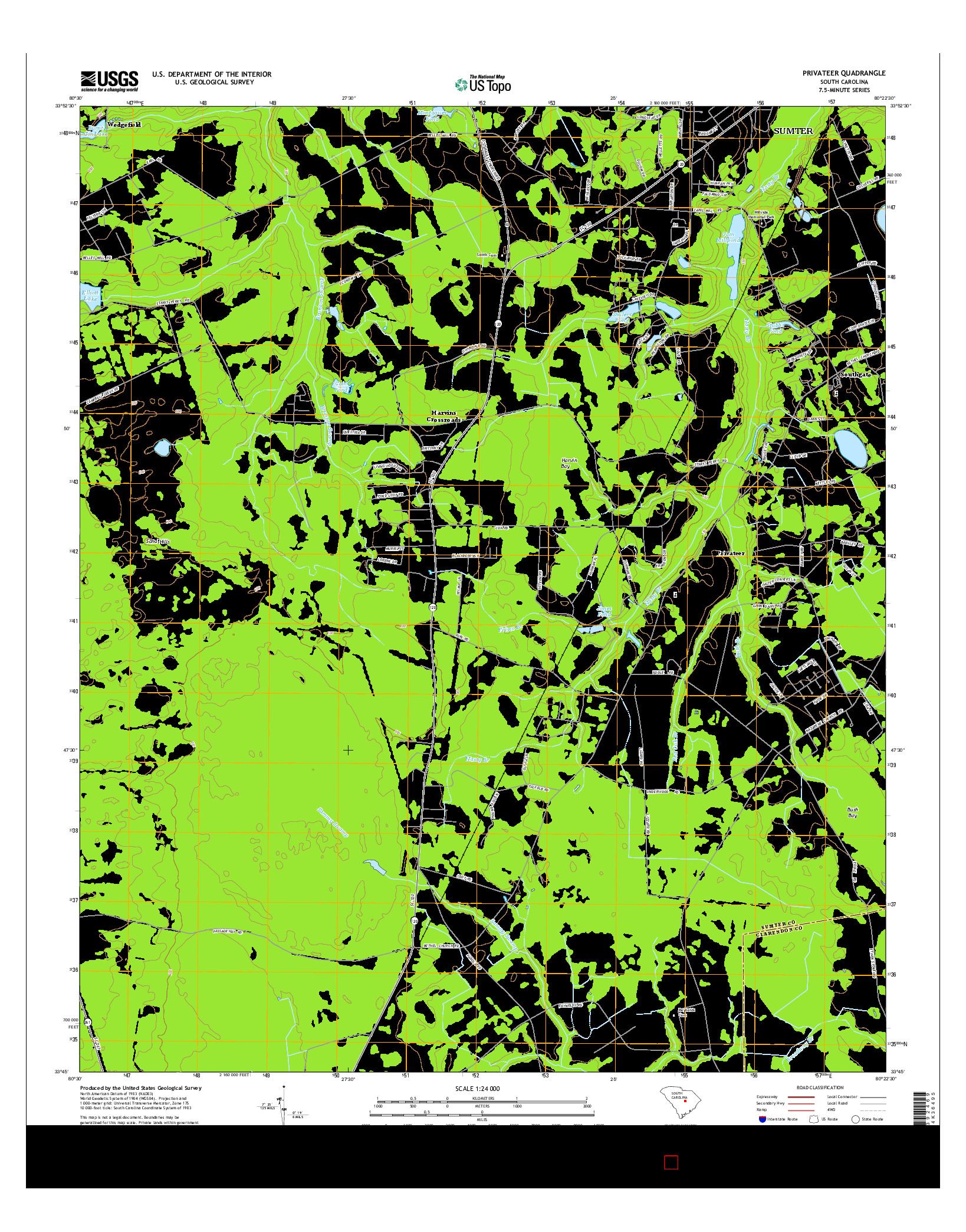 USGS US TOPO 7.5-MINUTE MAP FOR PRIVATEER, SC 2014