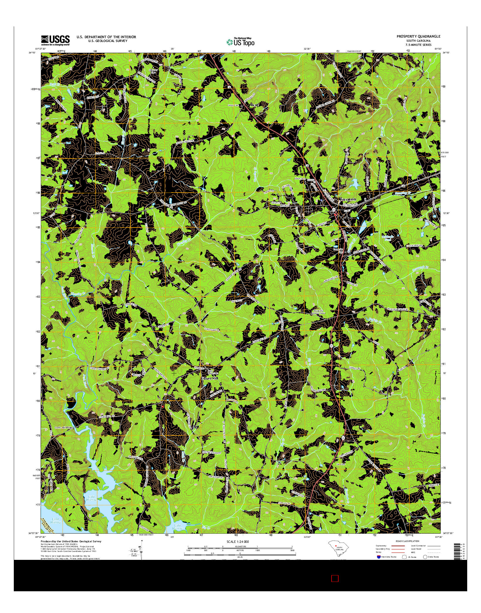 USGS US TOPO 7.5-MINUTE MAP FOR PROSPERITY, SC 2014