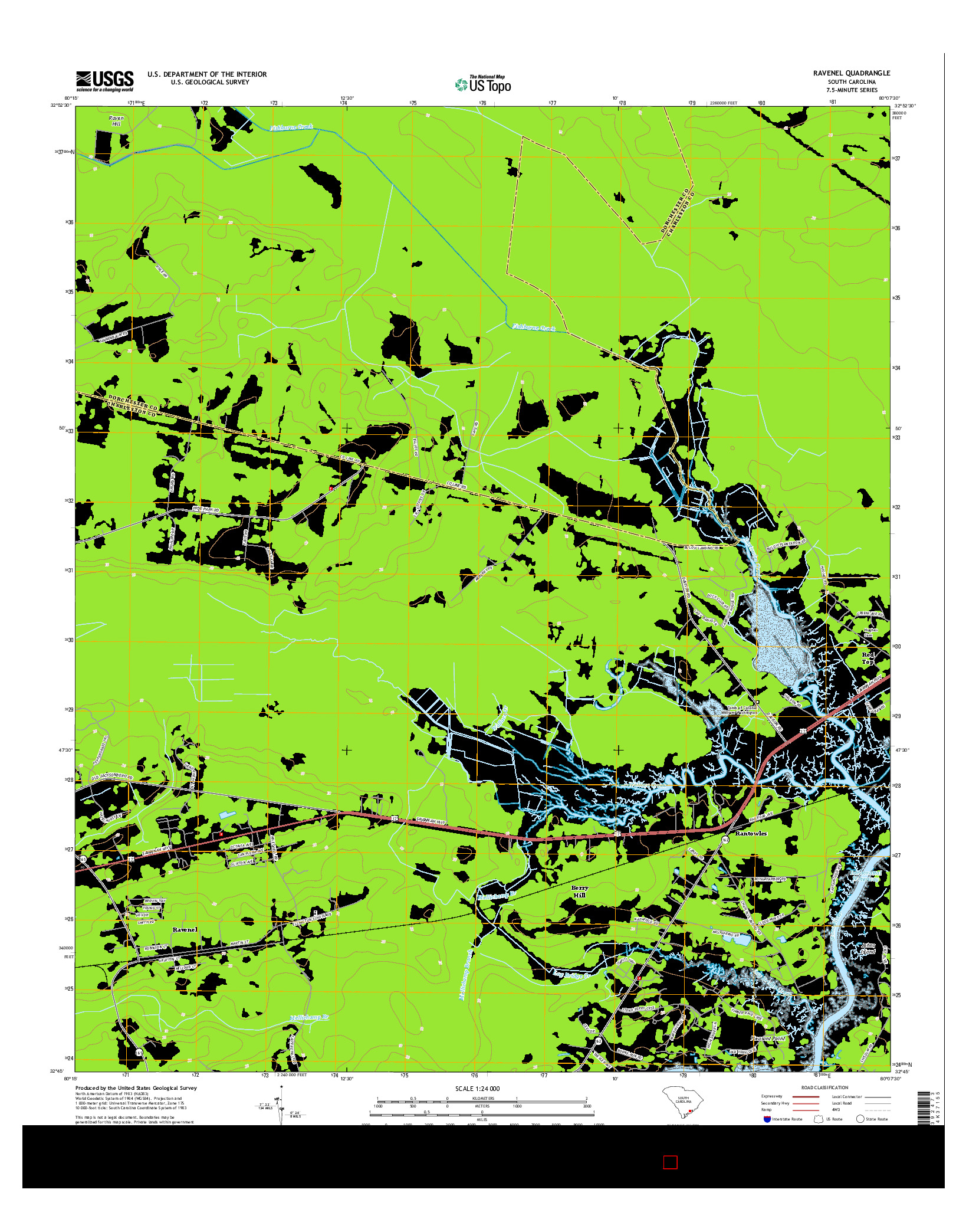 USGS US TOPO 7.5-MINUTE MAP FOR RAVENEL, SC 2014