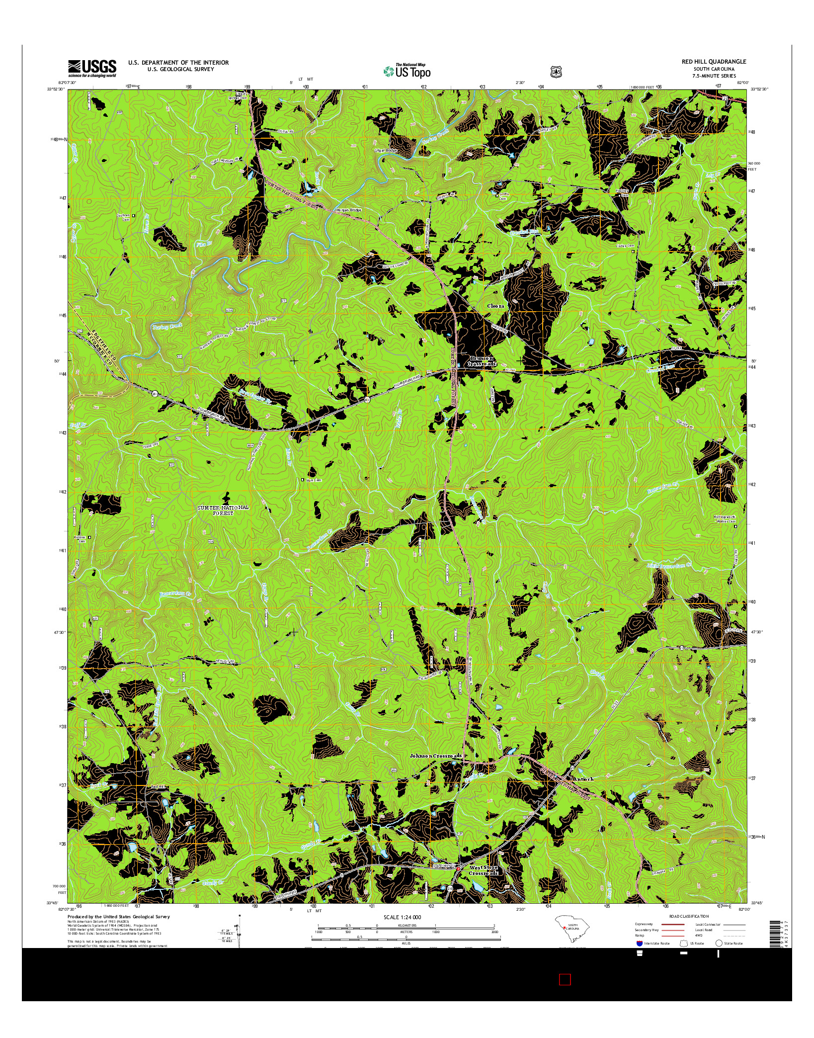 USGS US TOPO 7.5-MINUTE MAP FOR RED HILL, SC 2014