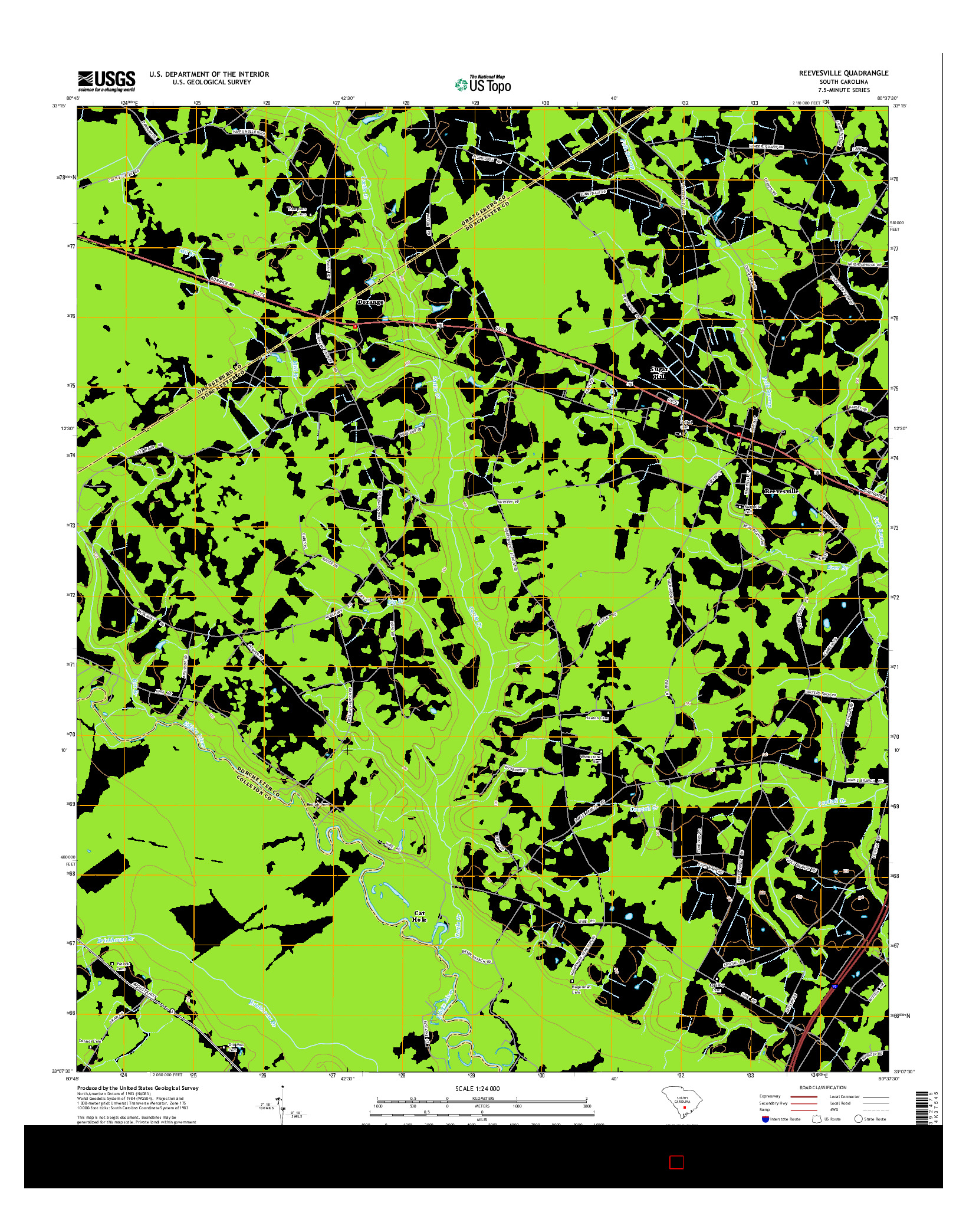 USGS US TOPO 7.5-MINUTE MAP FOR REEVESVILLE, SC 2014