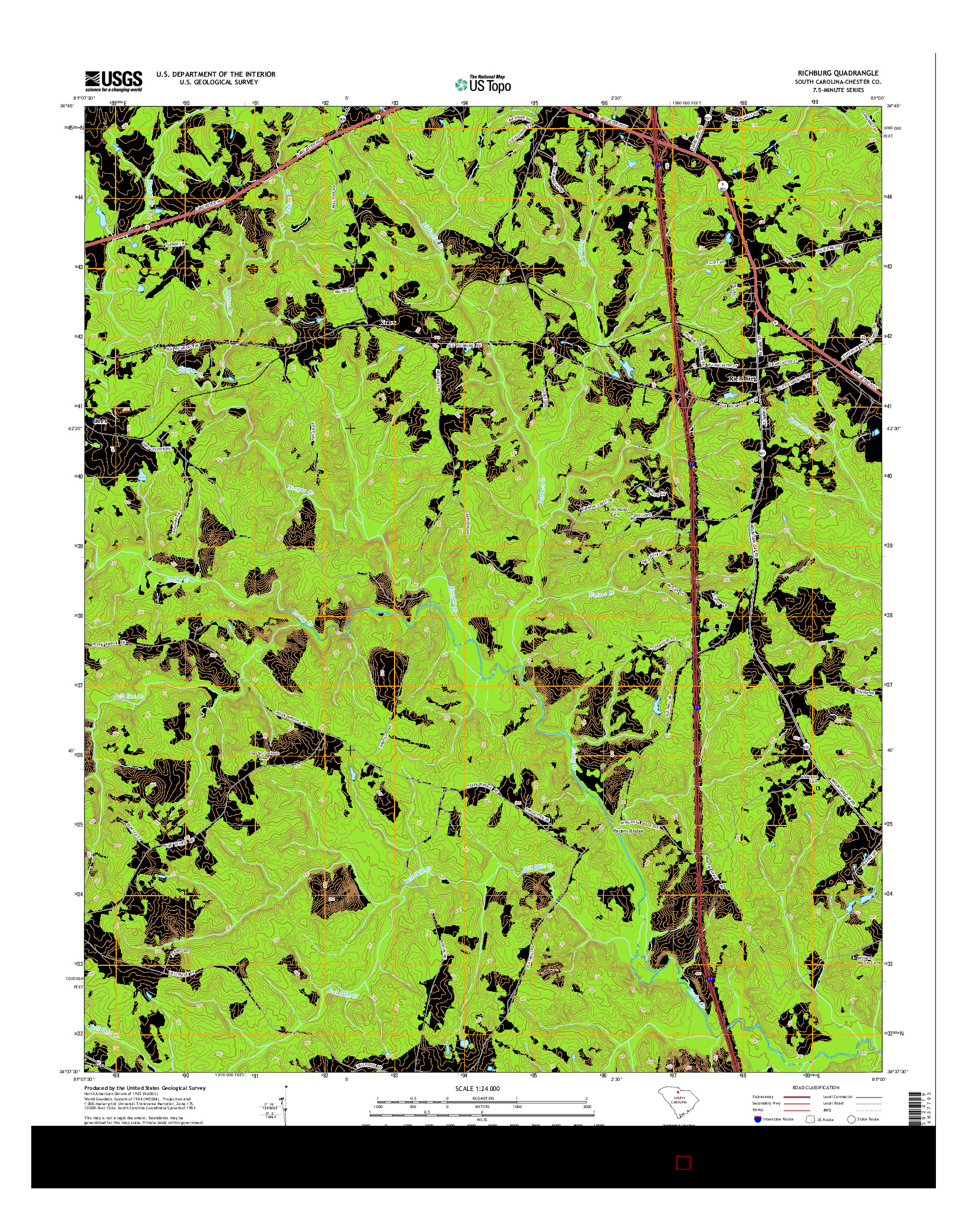 USGS US TOPO 7.5-MINUTE MAP FOR RICHBURG, SC 2014