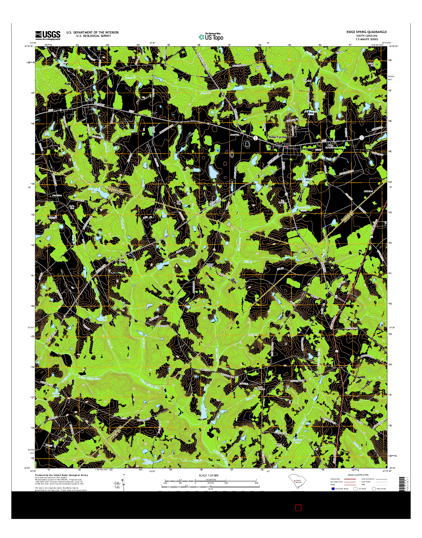 USGS US TOPO 7.5-MINUTE MAP FOR RIDGE SPRING, SC 2014