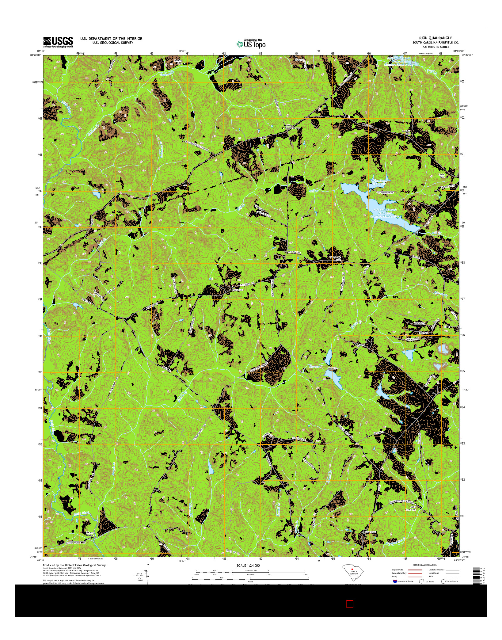 USGS US TOPO 7.5-MINUTE MAP FOR RION, SC 2014