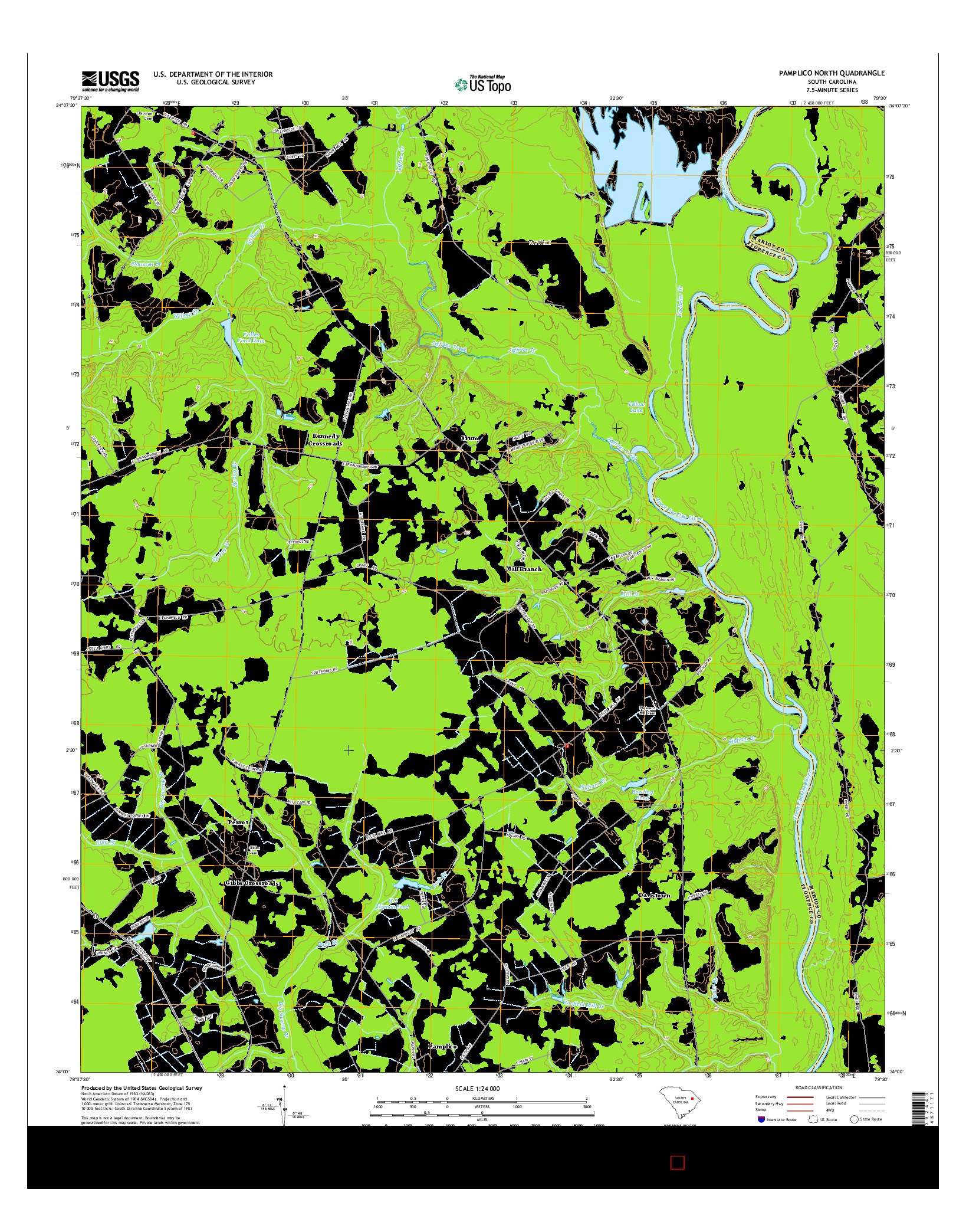 USGS US TOPO 7.5-MINUTE MAP FOR PAMPLICO NORTH, SC 2014