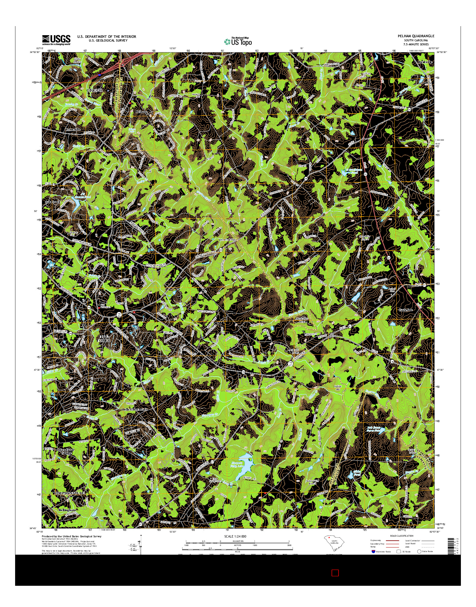 USGS US TOPO 7.5-MINUTE MAP FOR PELHAM, SC 2014