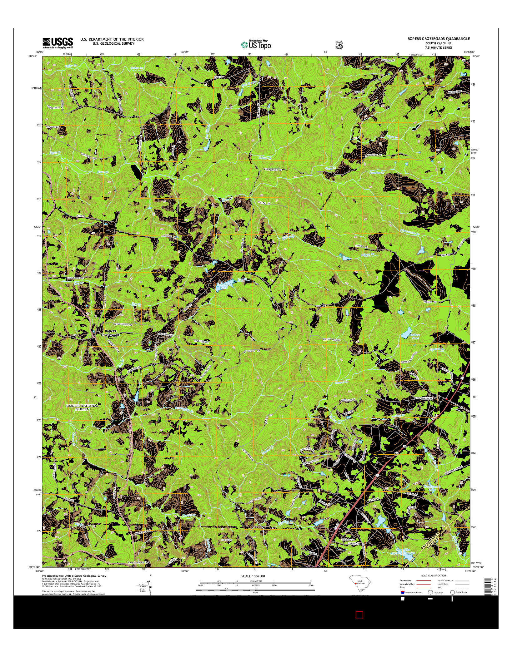 USGS US TOPO 7.5-MINUTE MAP FOR ROPERS CROSSROADS, SC 2014
