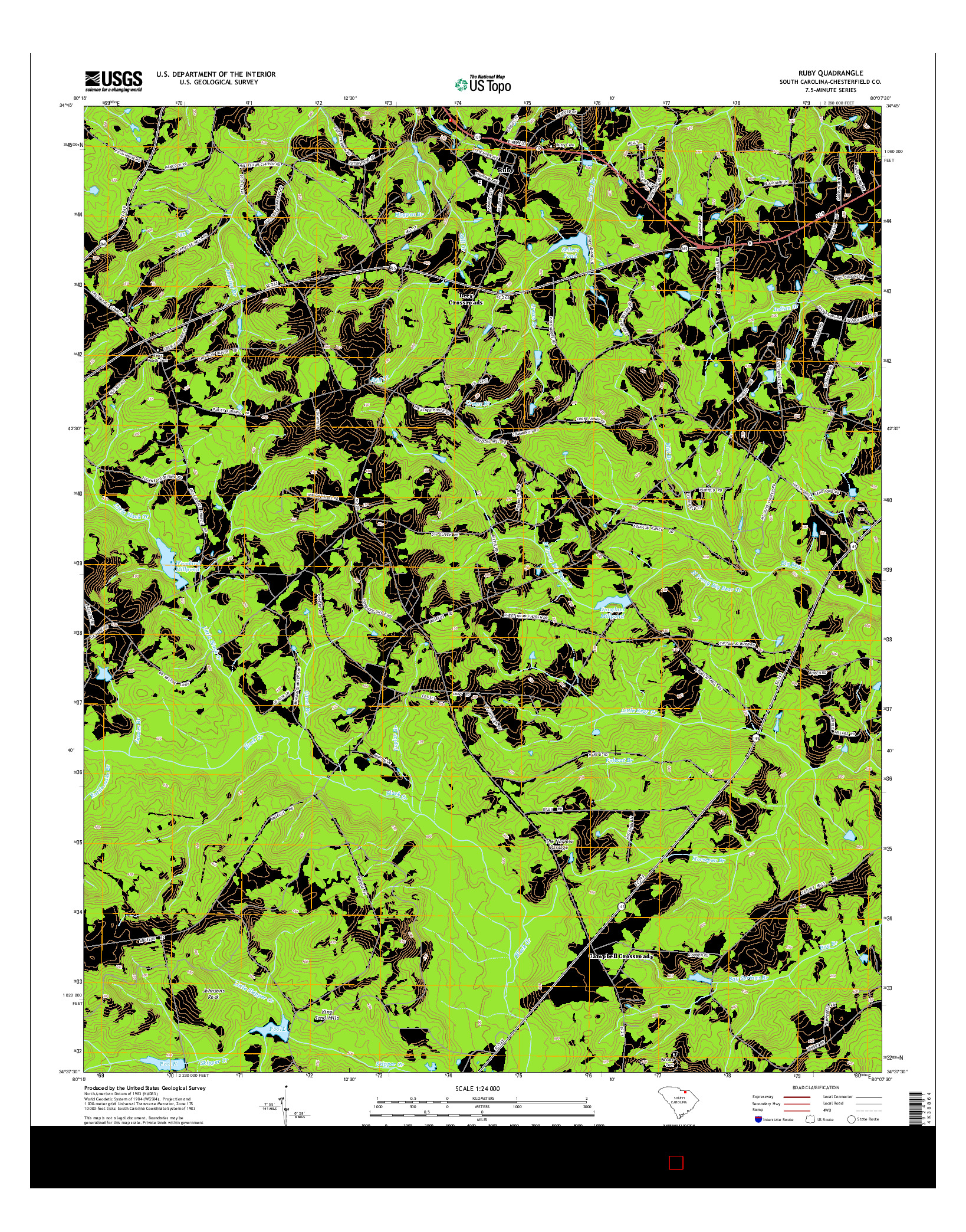 USGS US TOPO 7.5-MINUTE MAP FOR RUBY, SC 2014