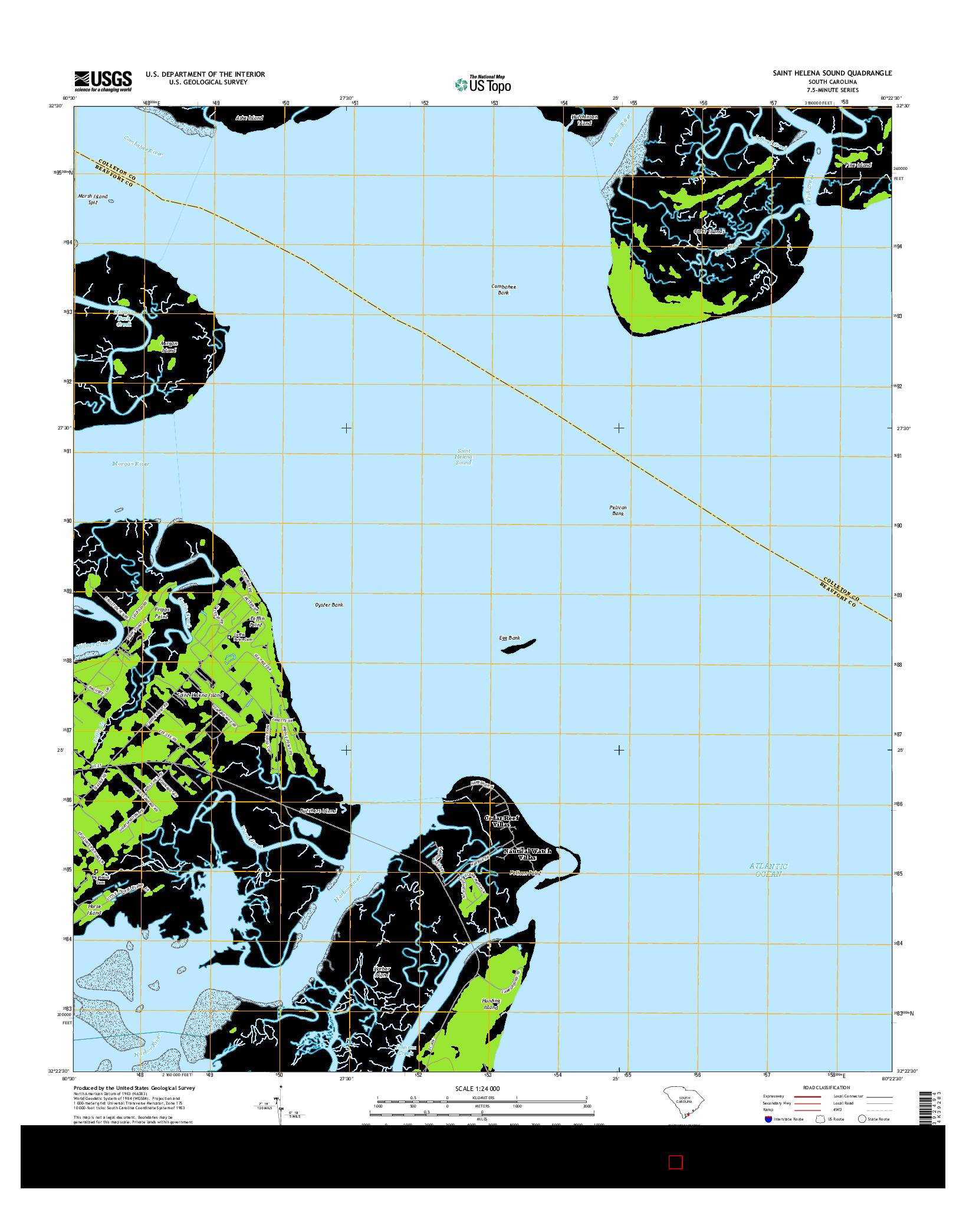 USGS US TOPO 7.5-MINUTE MAP FOR SAINT HELENA SOUND, SC 2014