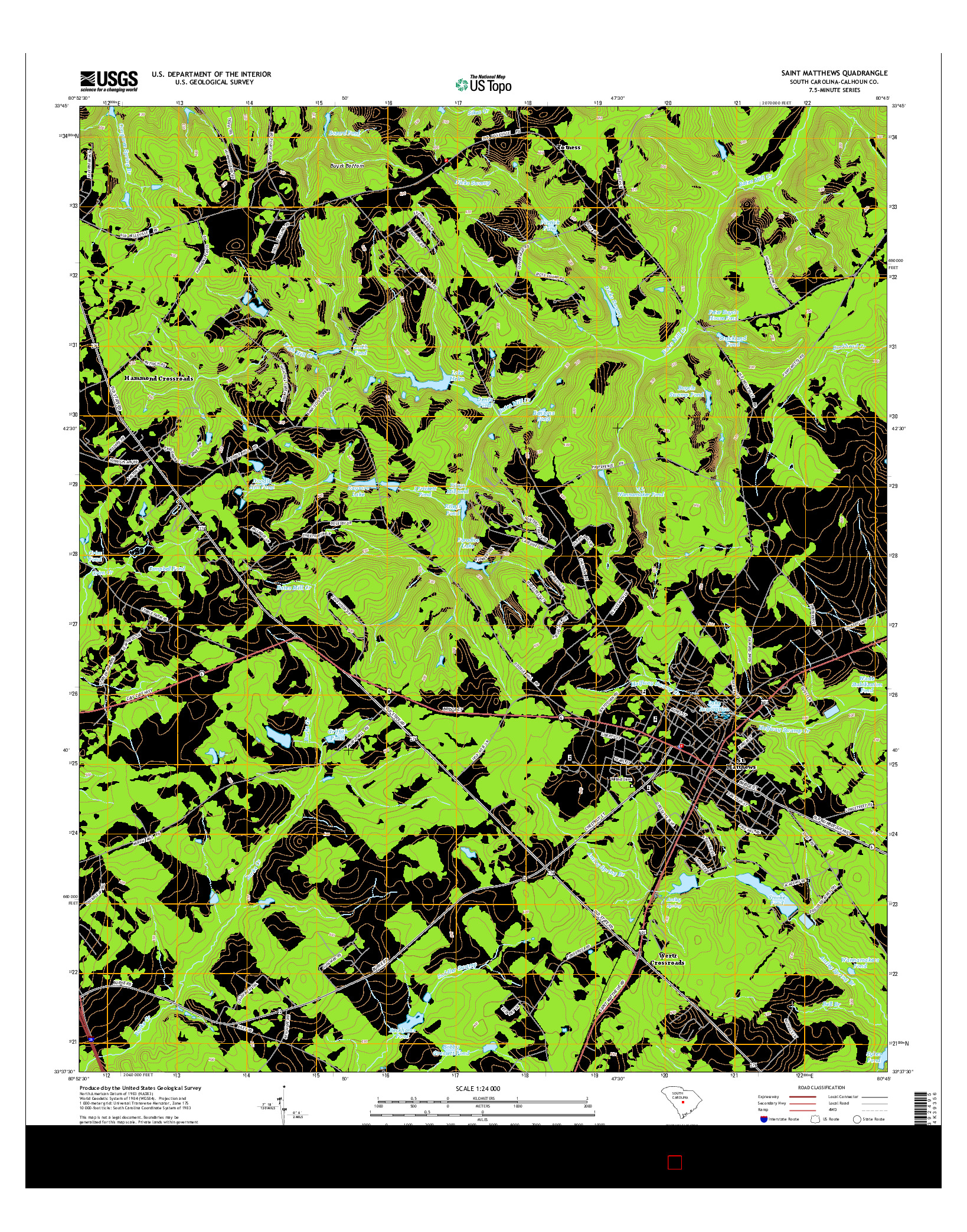 USGS US TOPO 7.5-MINUTE MAP FOR SAINT MATTHEWS, SC 2014