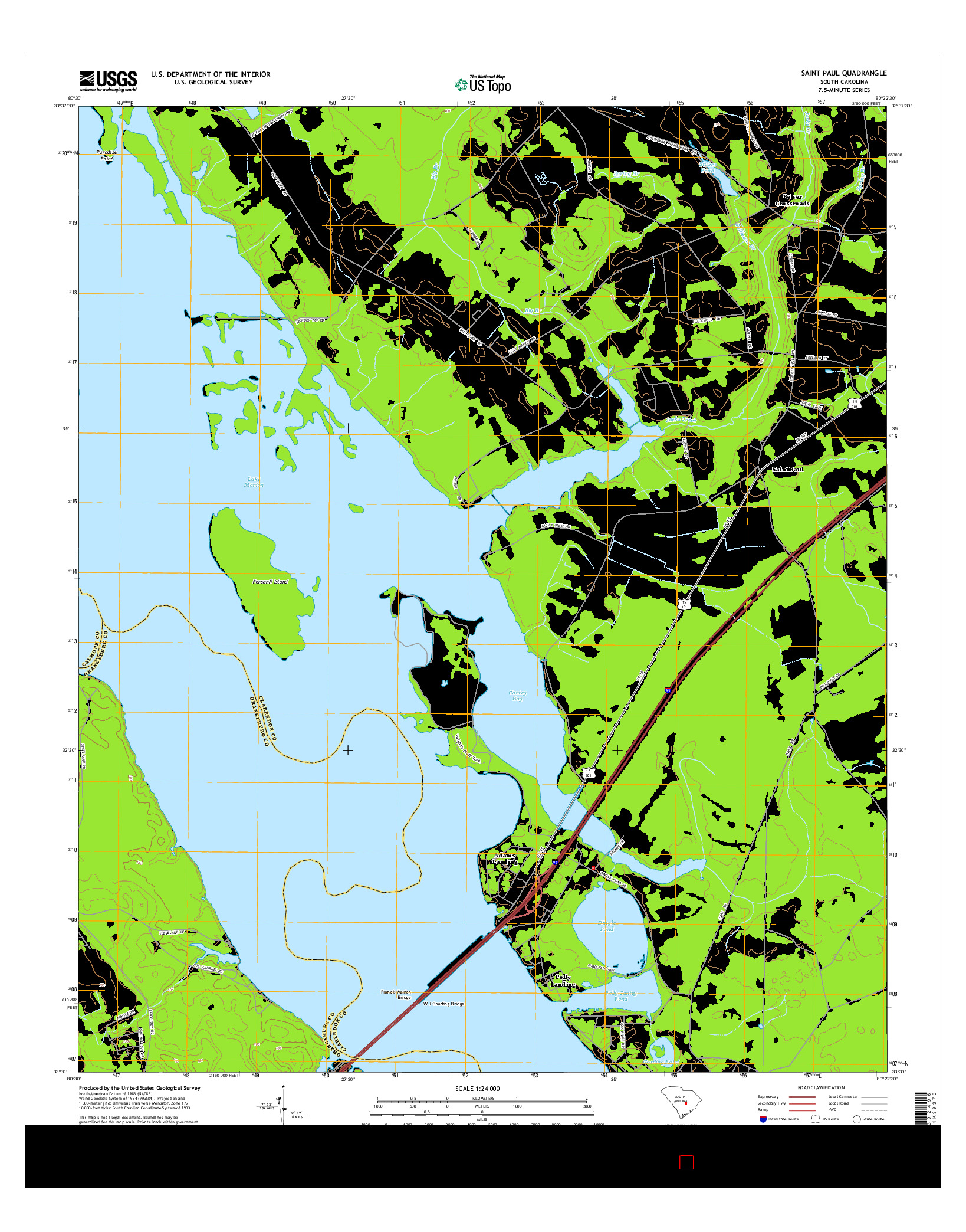 USGS US TOPO 7.5-MINUTE MAP FOR SAINT PAUL, SC 2014
