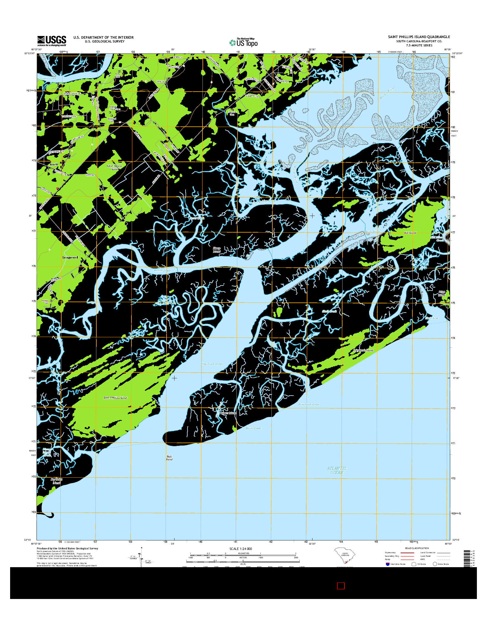 USGS US TOPO 7.5-MINUTE MAP FOR SAINT PHILLIPS ISLAND, SC 2014