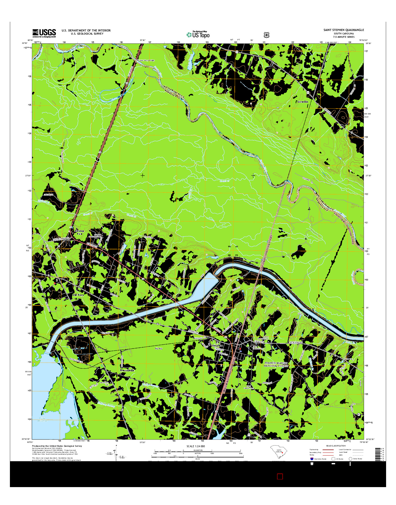 USGS US TOPO 7.5-MINUTE MAP FOR SAINT STEPHEN, SC 2014
