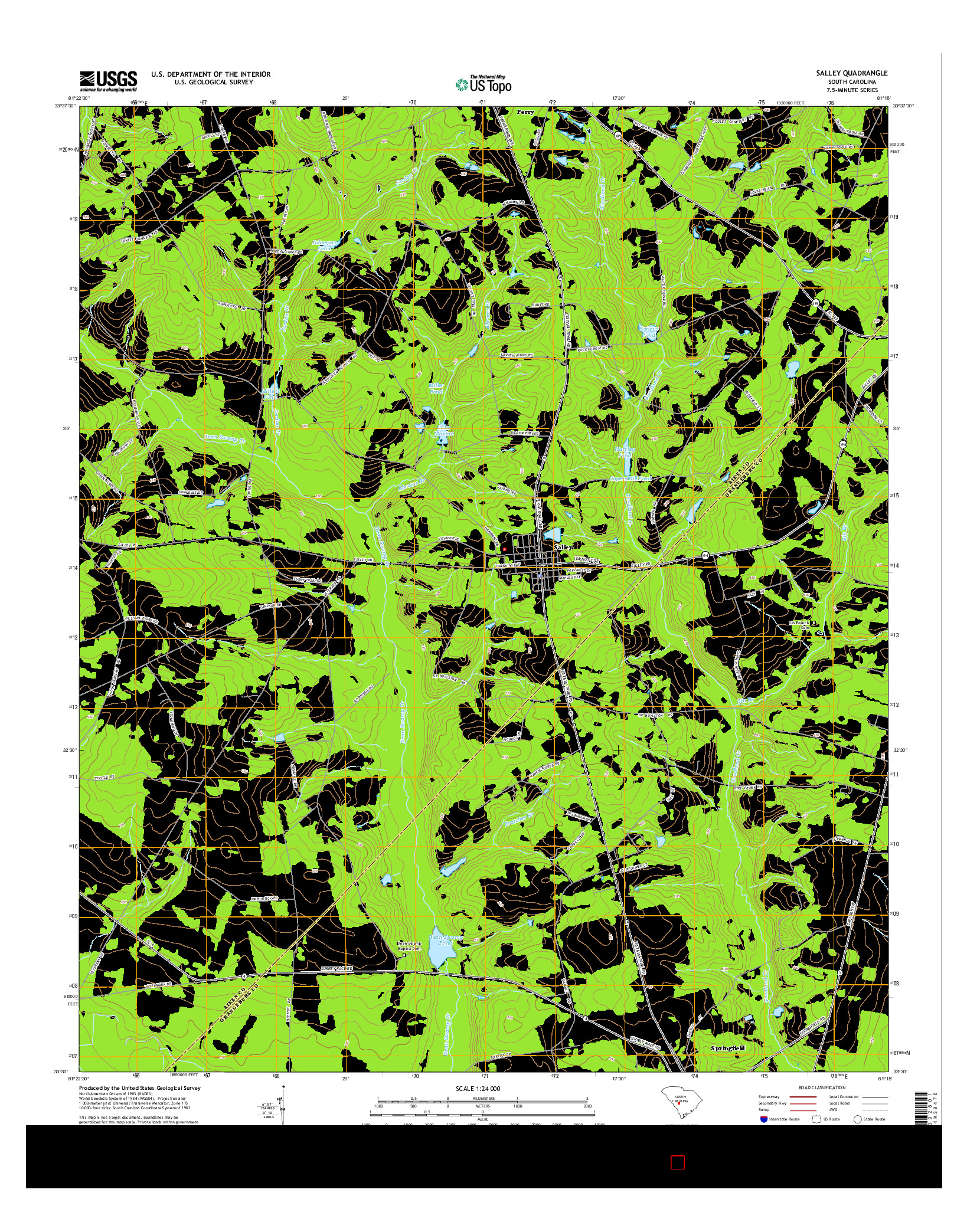 USGS US TOPO 7.5-MINUTE MAP FOR SALLEY, SC 2014