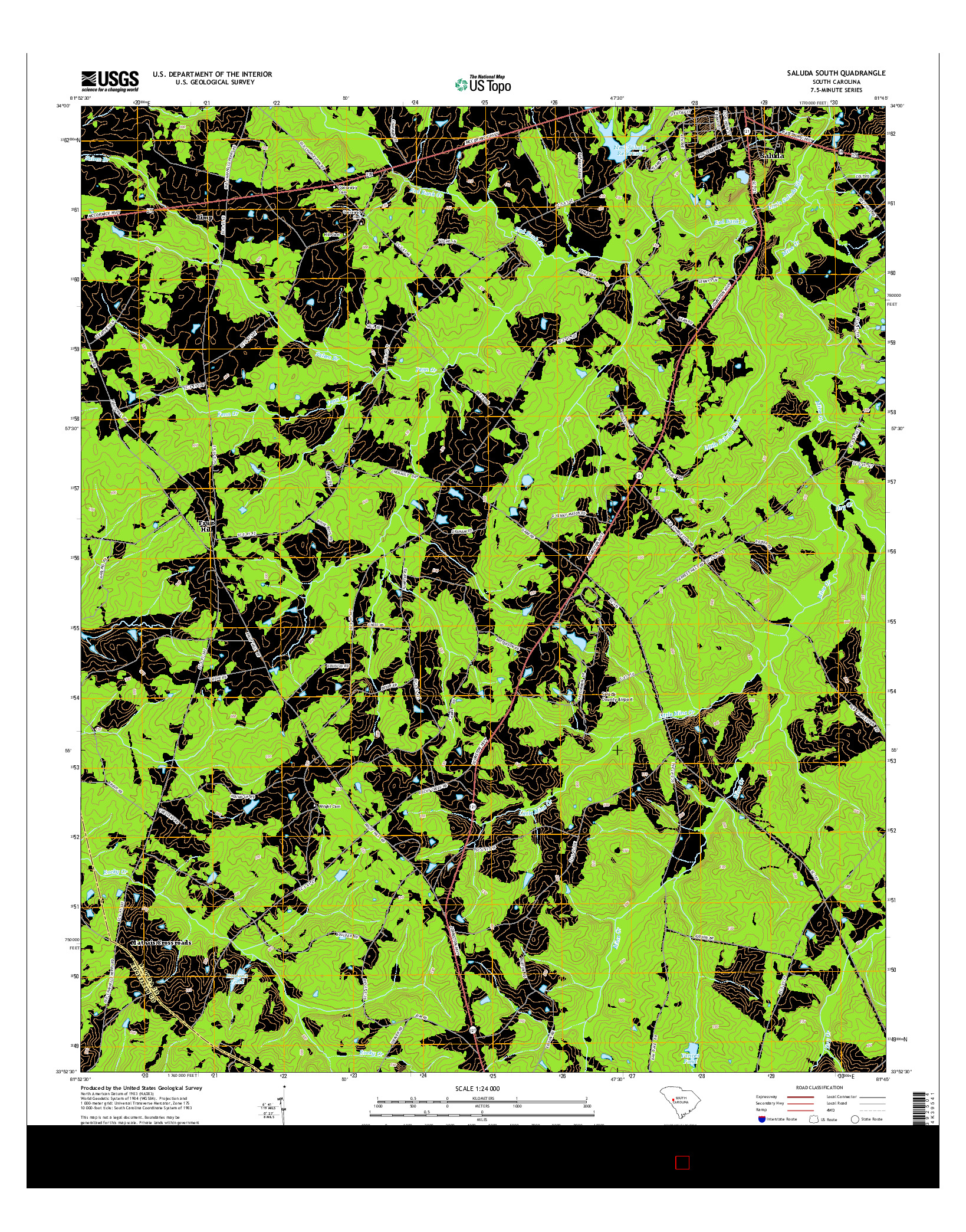 USGS US TOPO 7.5-MINUTE MAP FOR SALUDA SOUTH, SC 2014