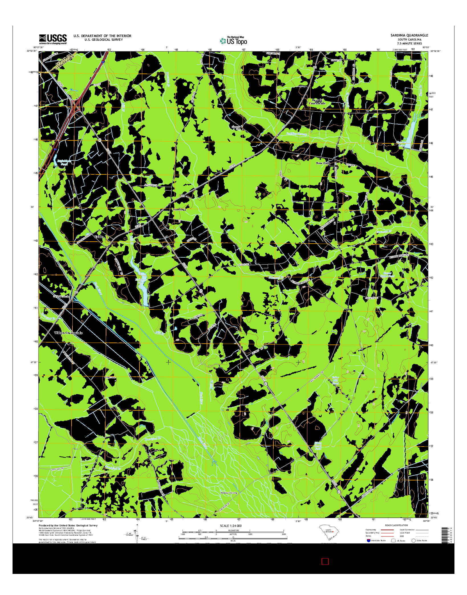 USGS US TOPO 7.5-MINUTE MAP FOR SARDINIA, SC 2014
