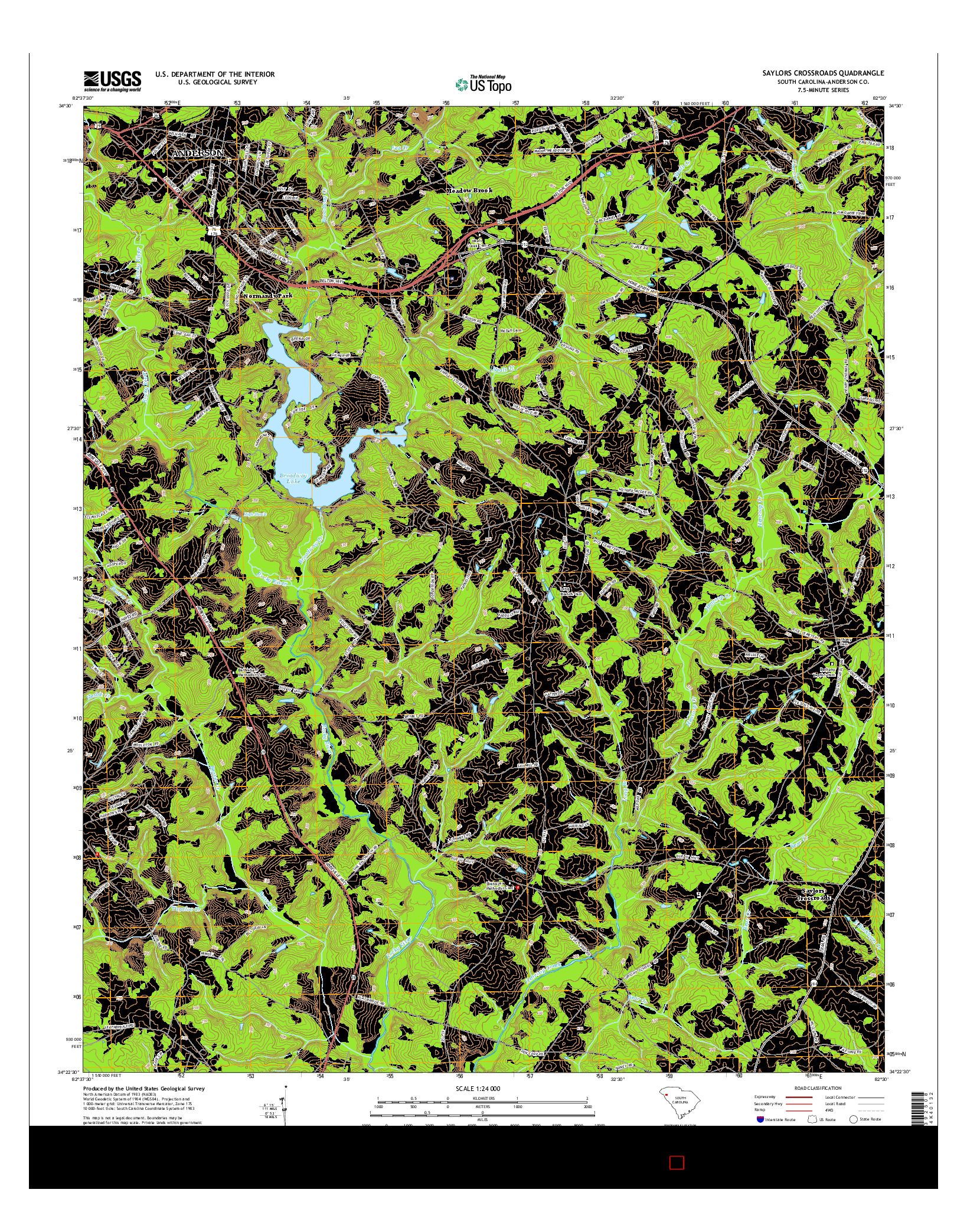 USGS US TOPO 7.5-MINUTE MAP FOR SAYLORS CROSSROADS, SC 2014