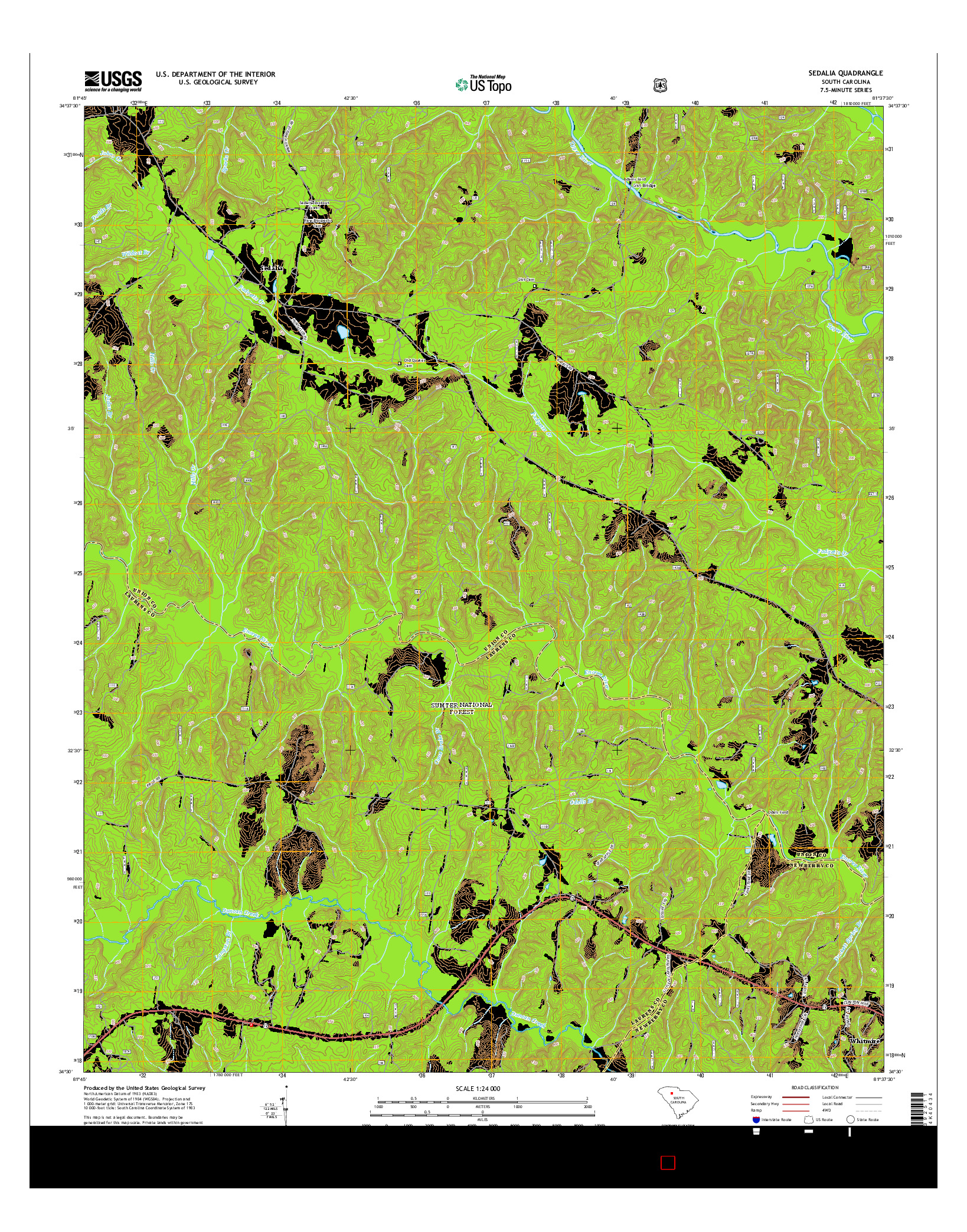 USGS US TOPO 7.5-MINUTE MAP FOR SEDALIA, SC 2014
