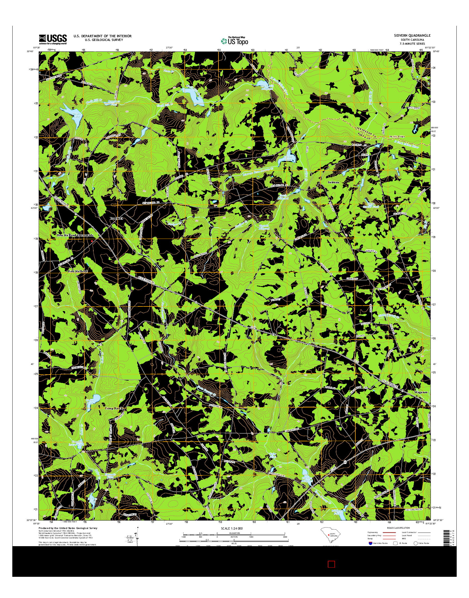 USGS US TOPO 7.5-MINUTE MAP FOR SEIVERN, SC 2014