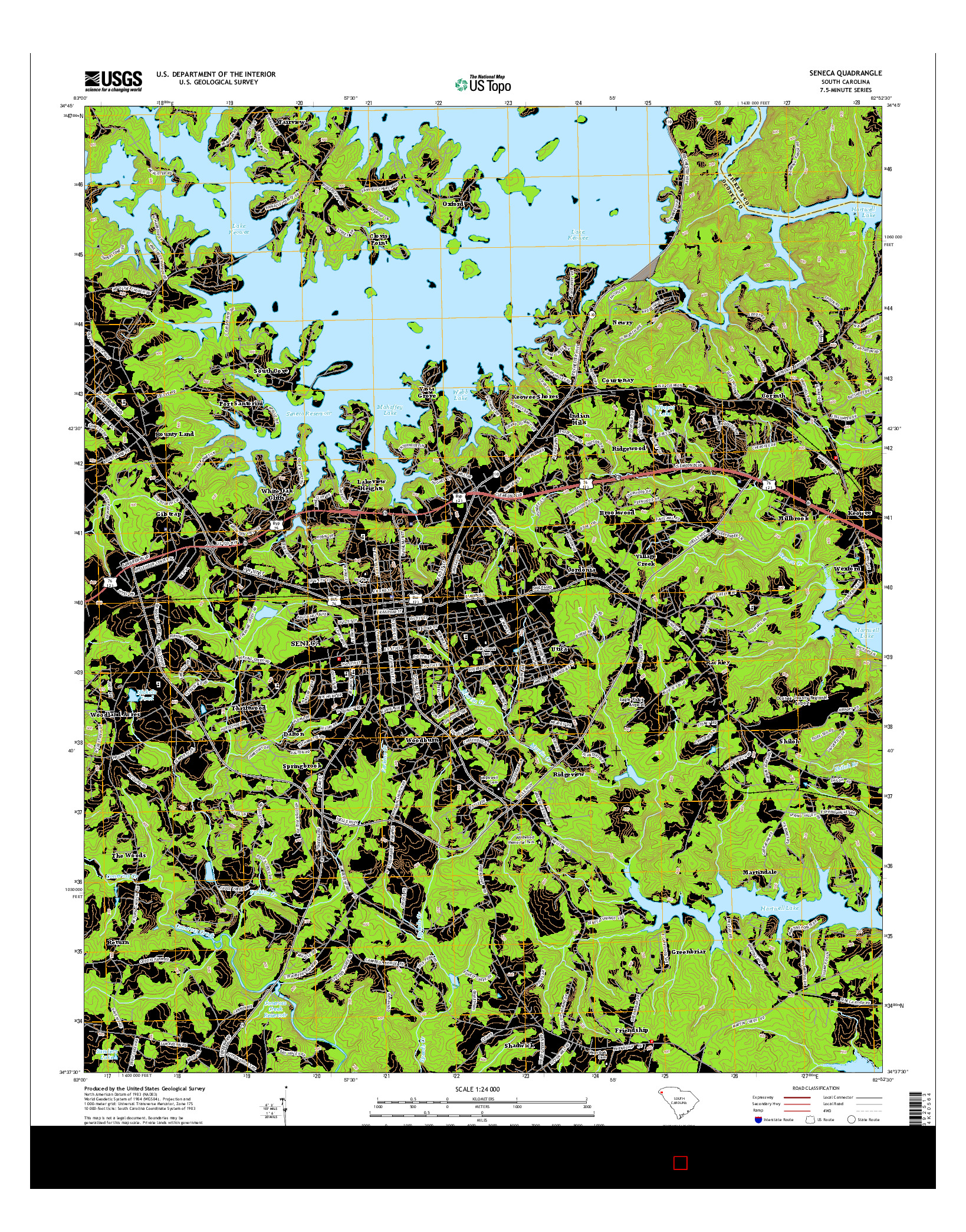 USGS US TOPO 7.5-MINUTE MAP FOR SENECA, SC 2014