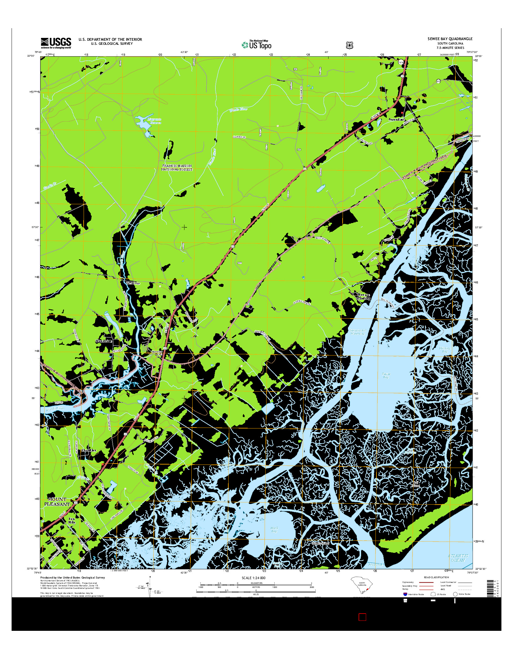 USGS US TOPO 7.5-MINUTE MAP FOR SEWEE BAY, SC 2014