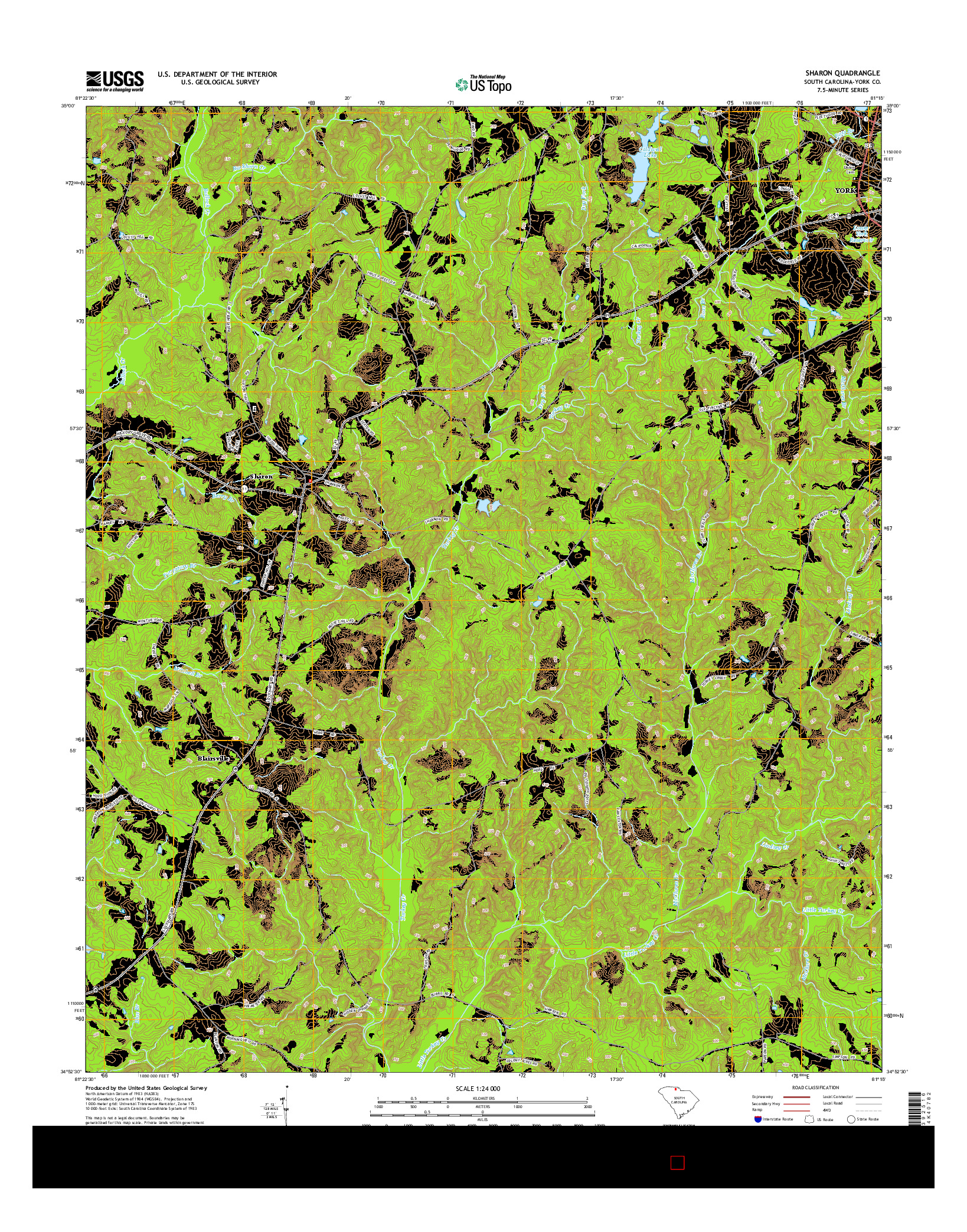 USGS US TOPO 7.5-MINUTE MAP FOR SHARON, SC 2014