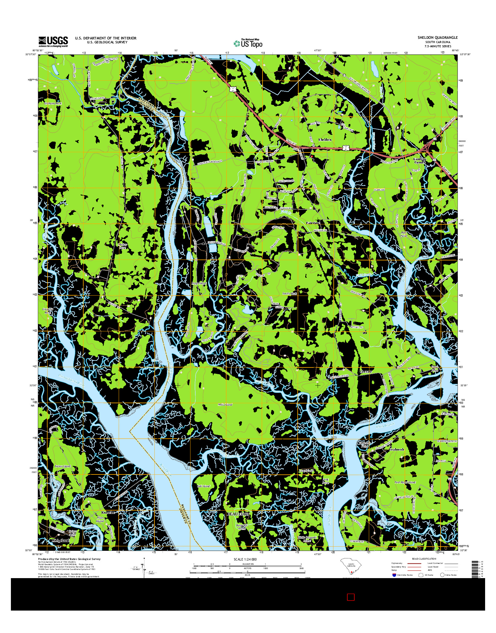 USGS US TOPO 7.5-MINUTE MAP FOR SHELDON, SC 2014