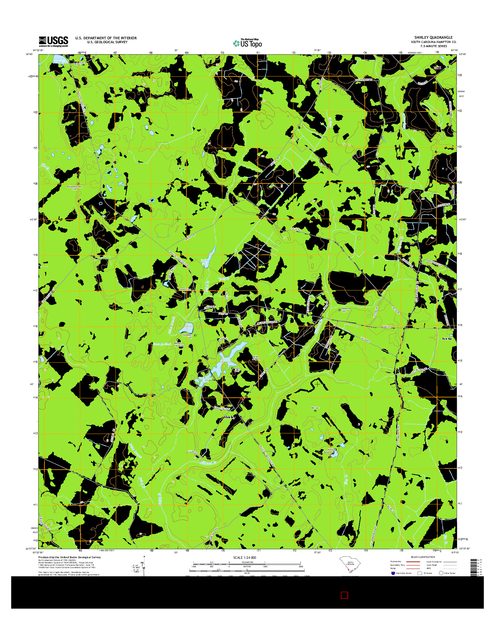 USGS US TOPO 7.5-MINUTE MAP FOR SHIRLEY, SC 2014