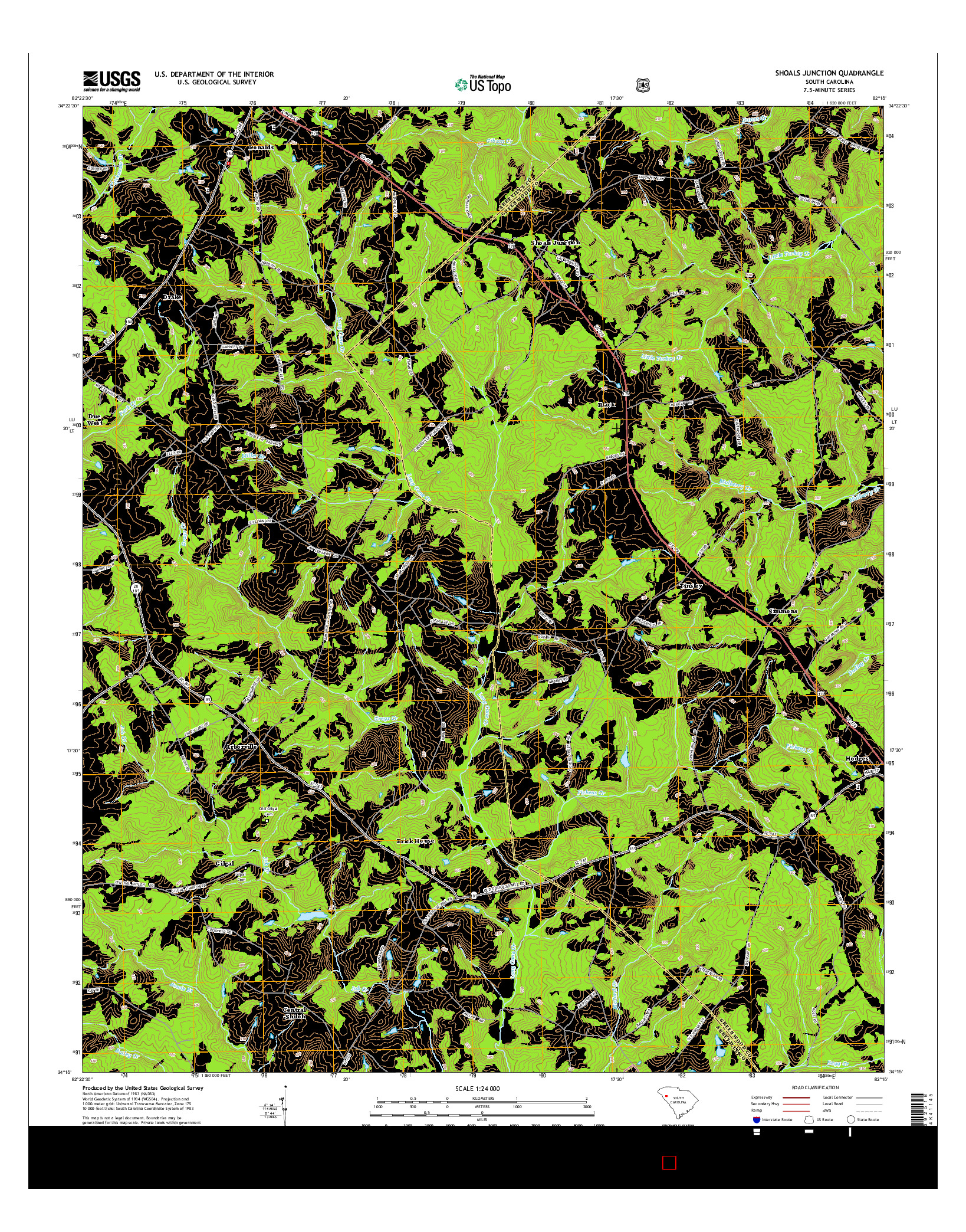 USGS US TOPO 7.5-MINUTE MAP FOR SHOALS JUNCTION, SC 2014