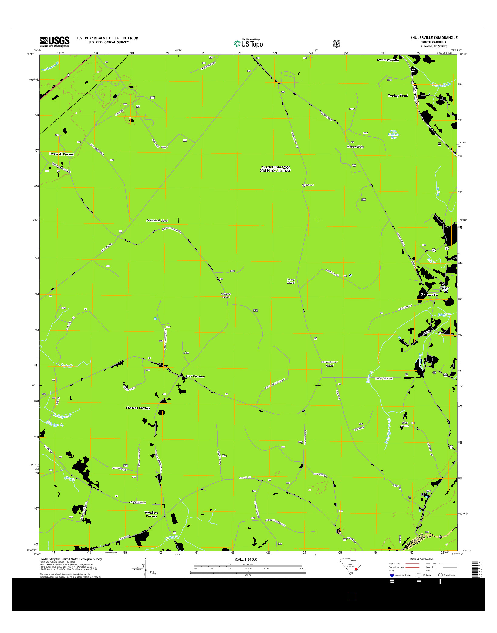 USGS US TOPO 7.5-MINUTE MAP FOR SHULERVILLE, SC 2014