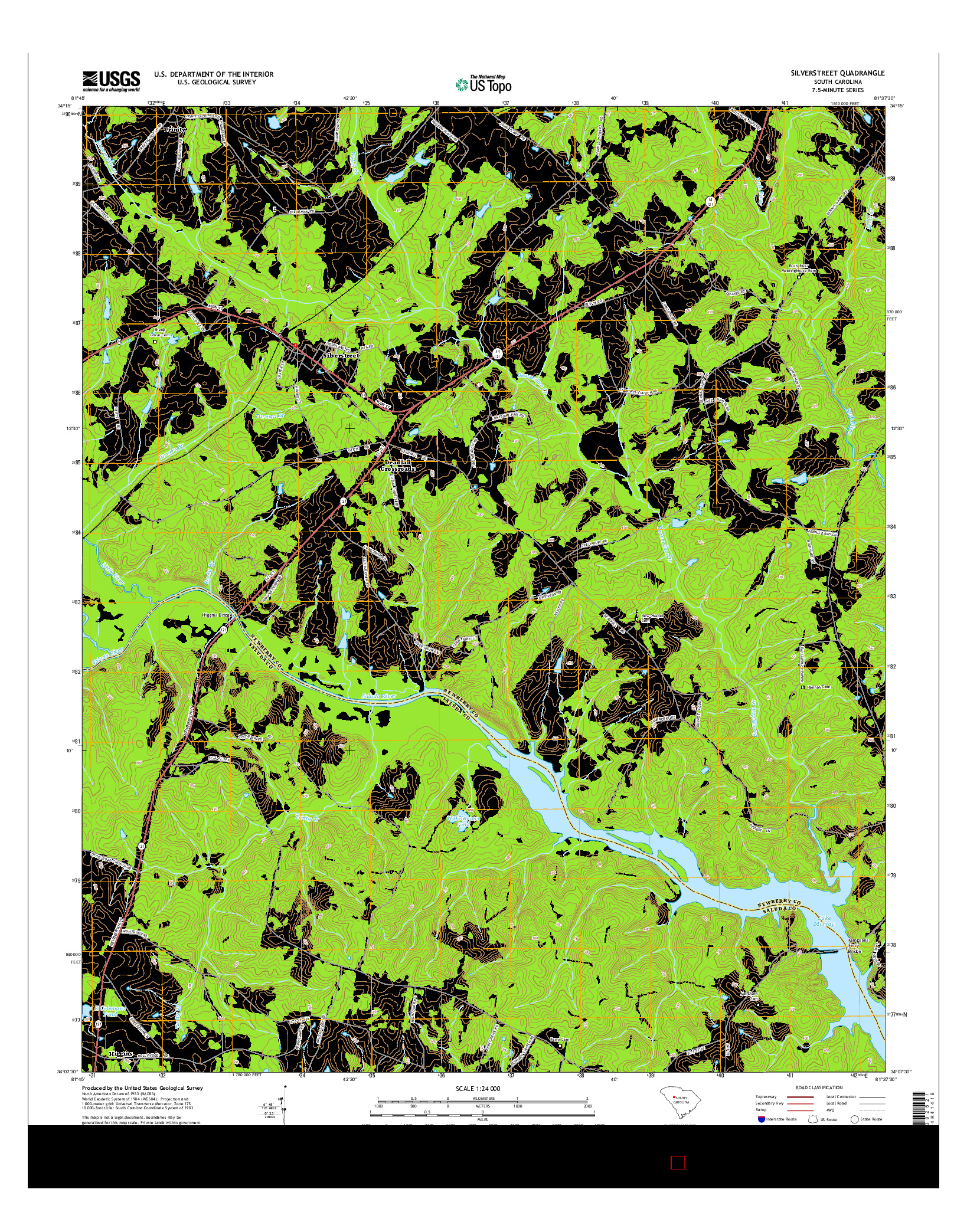 USGS US TOPO 7.5-MINUTE MAP FOR SILVERSTREET, SC 2014