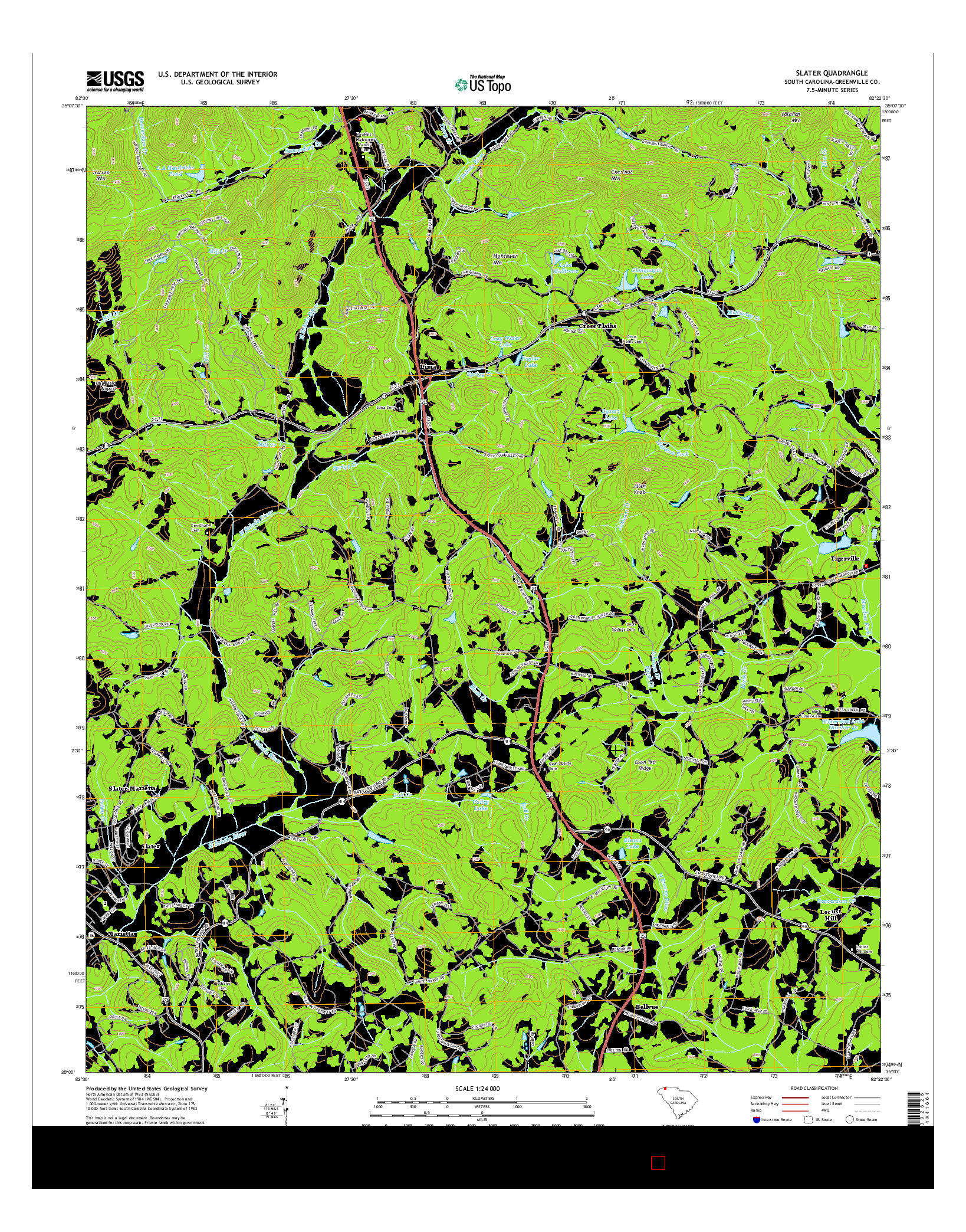 USGS US TOPO 7.5-MINUTE MAP FOR SLATER, SC 2014