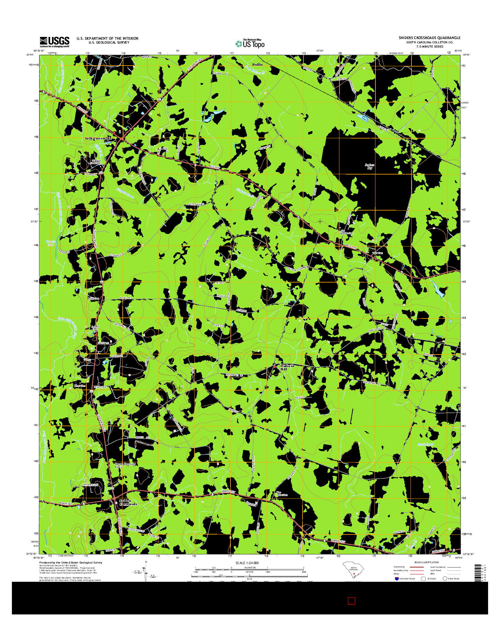 USGS US TOPO 7.5-MINUTE MAP FOR SNIDERS CROSSROADS, SC 2014