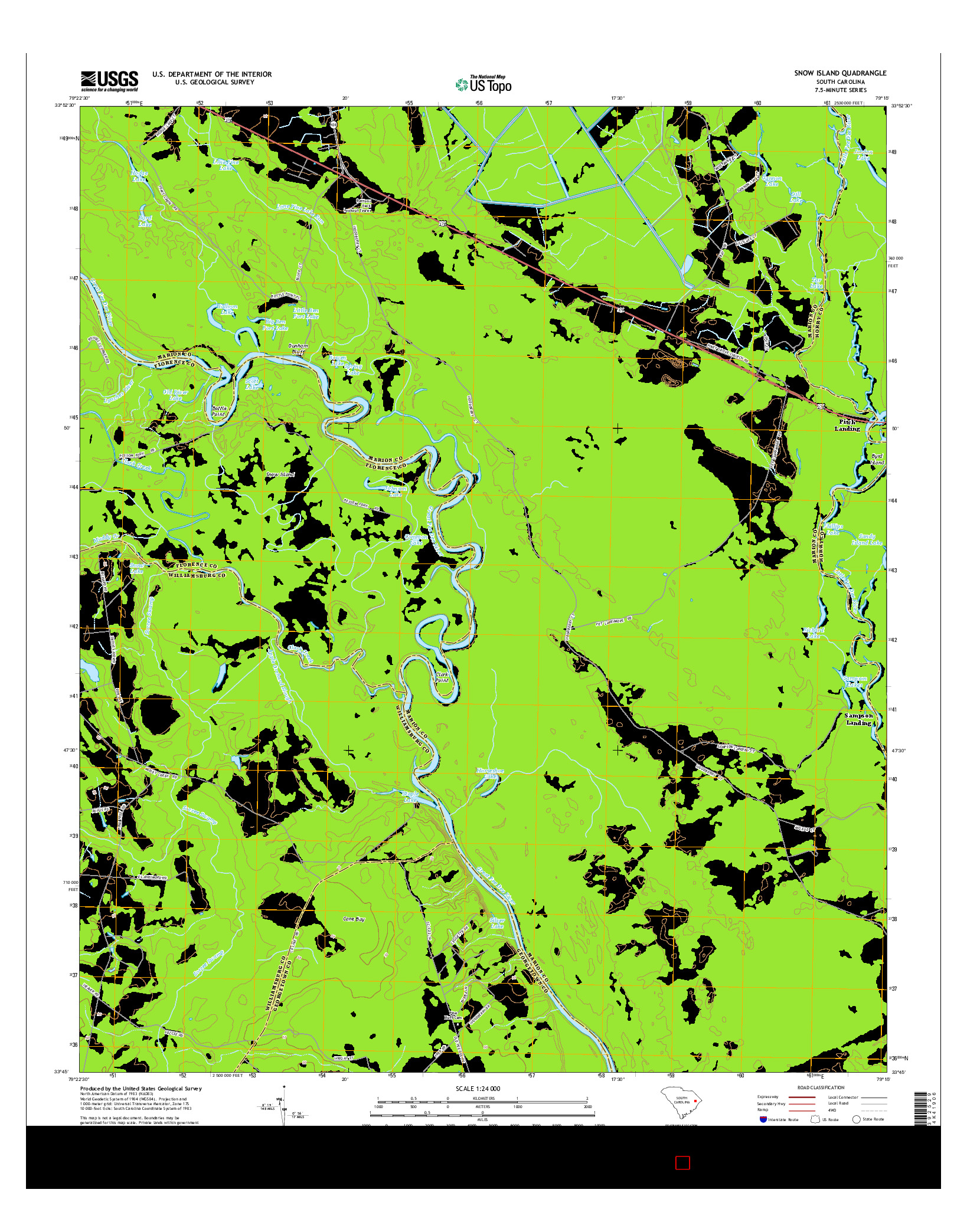 USGS US TOPO 7.5-MINUTE MAP FOR SNOW ISLAND, SC 2014
