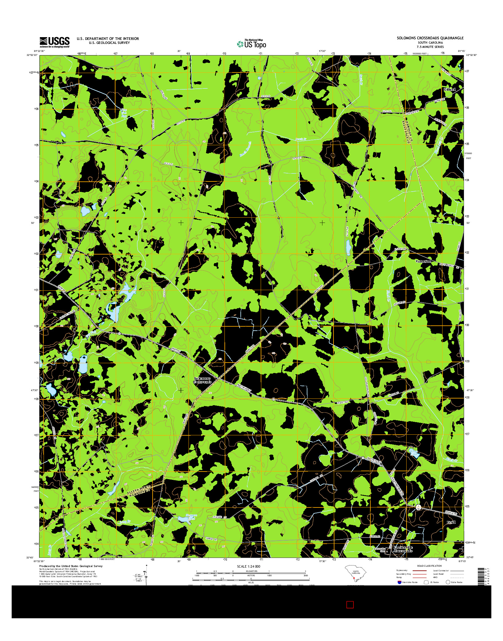 USGS US TOPO 7.5-MINUTE MAP FOR SOLOMONS CROSSROADS, SC 2014
