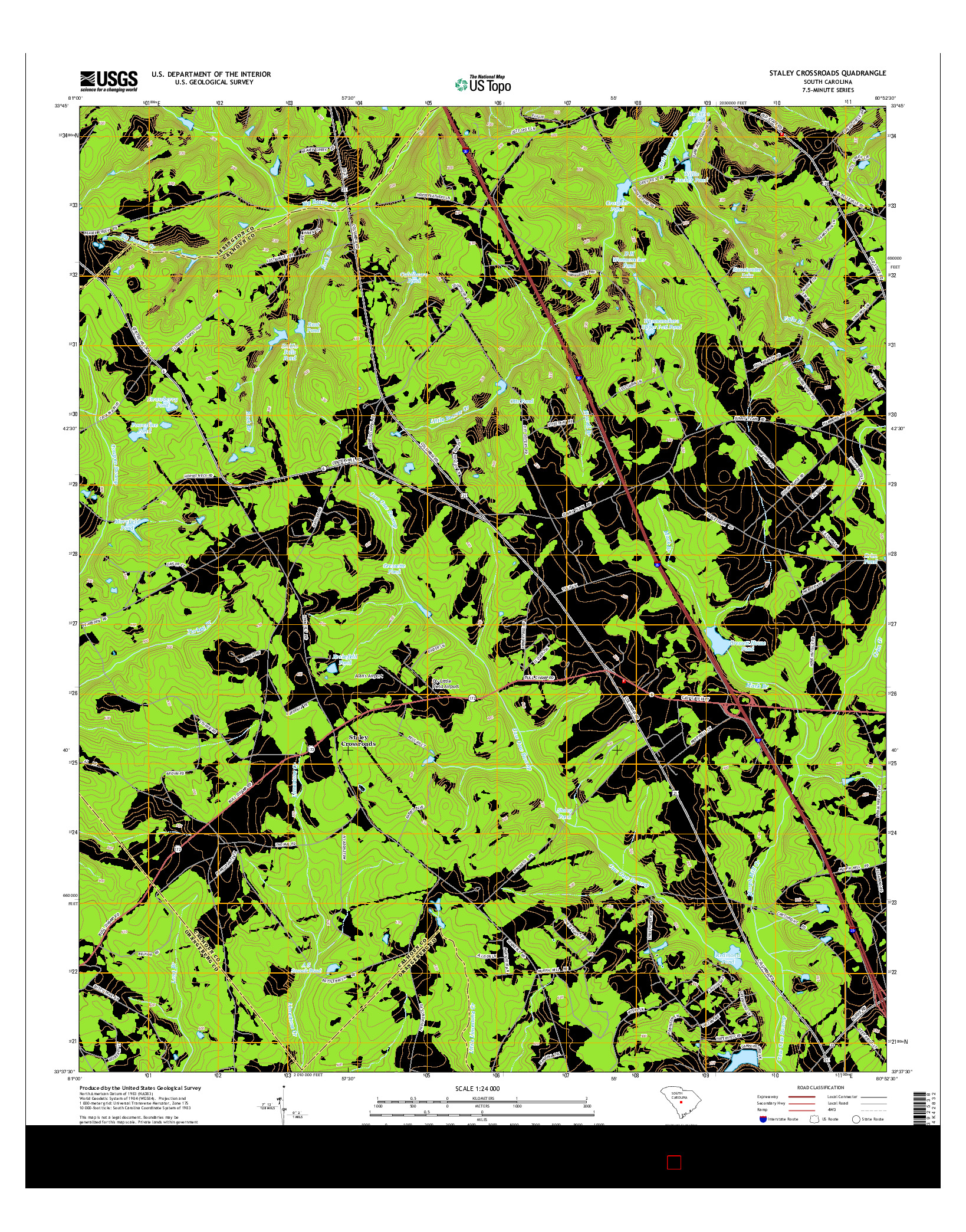 USGS US TOPO 7.5-MINUTE MAP FOR STALEY CROSSROADS, SC 2014