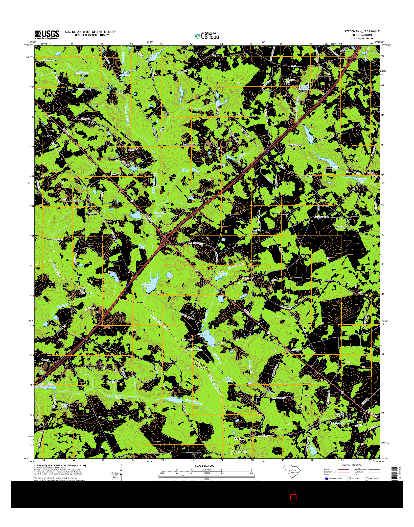 USGS US TOPO 7.5-MINUTE MAP FOR STEEDMAN, SC 2014
