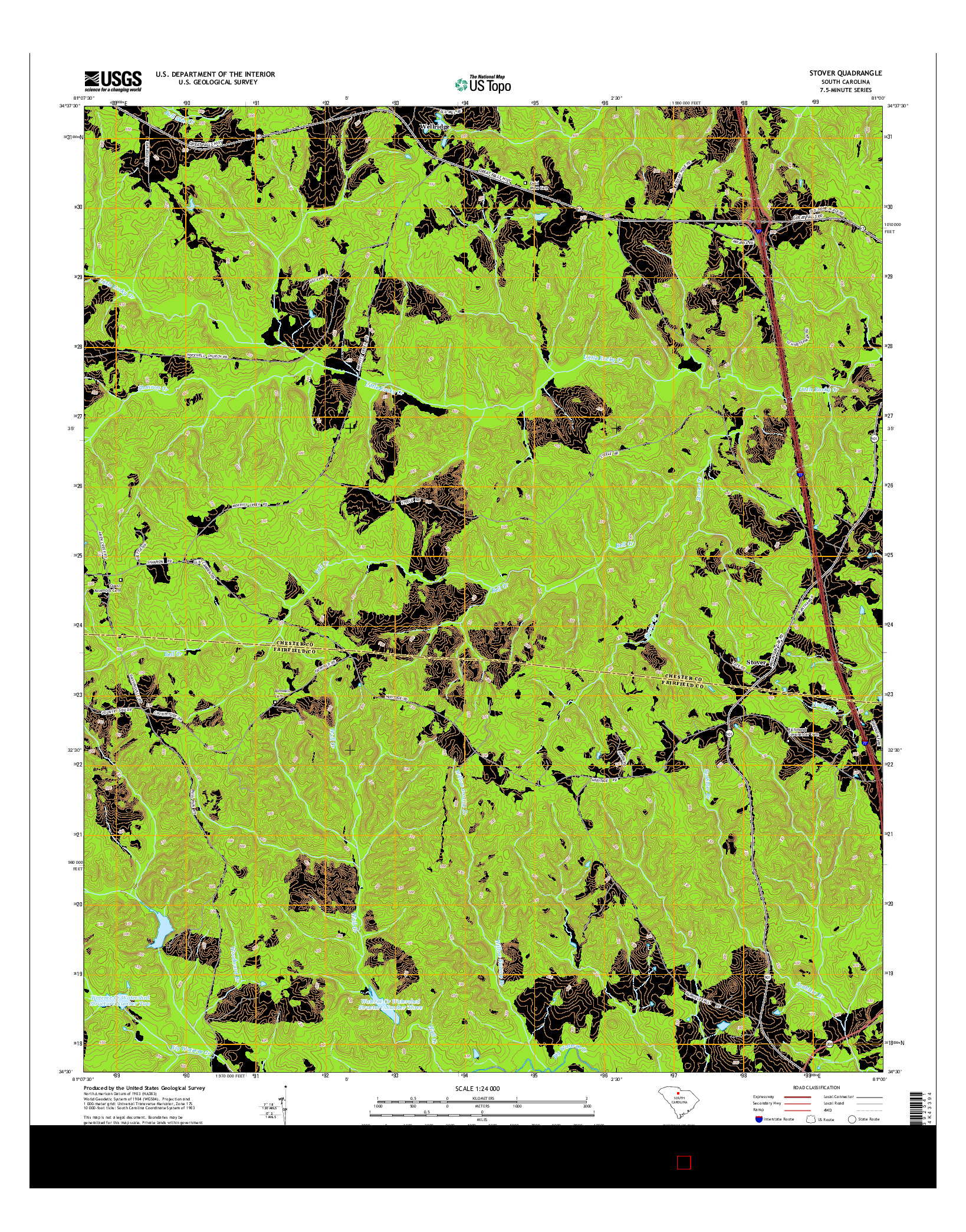 USGS US TOPO 7.5-MINUTE MAP FOR STOVER, SC 2014