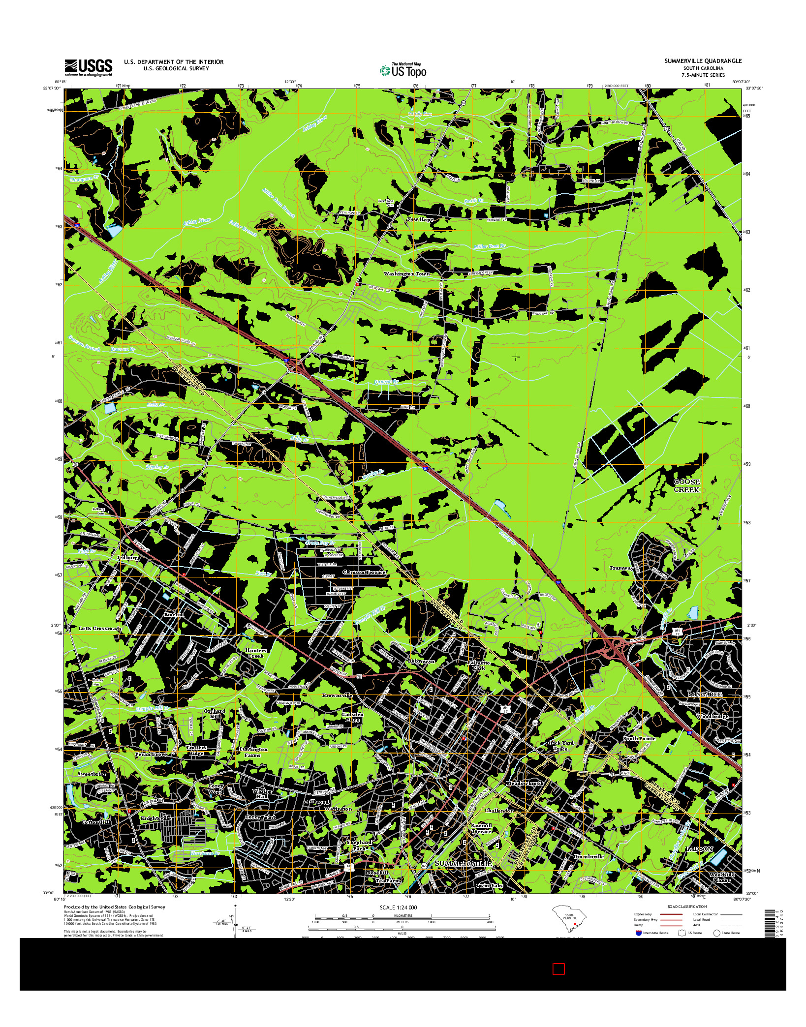 USGS US TOPO 7.5-MINUTE MAP FOR SUMMERVILLE, SC 2014