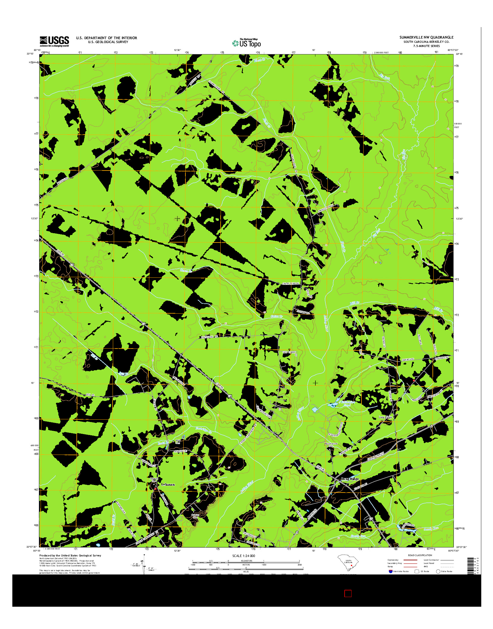 USGS US TOPO 7.5-MINUTE MAP FOR SUMMERVILLE NW, SC 2014