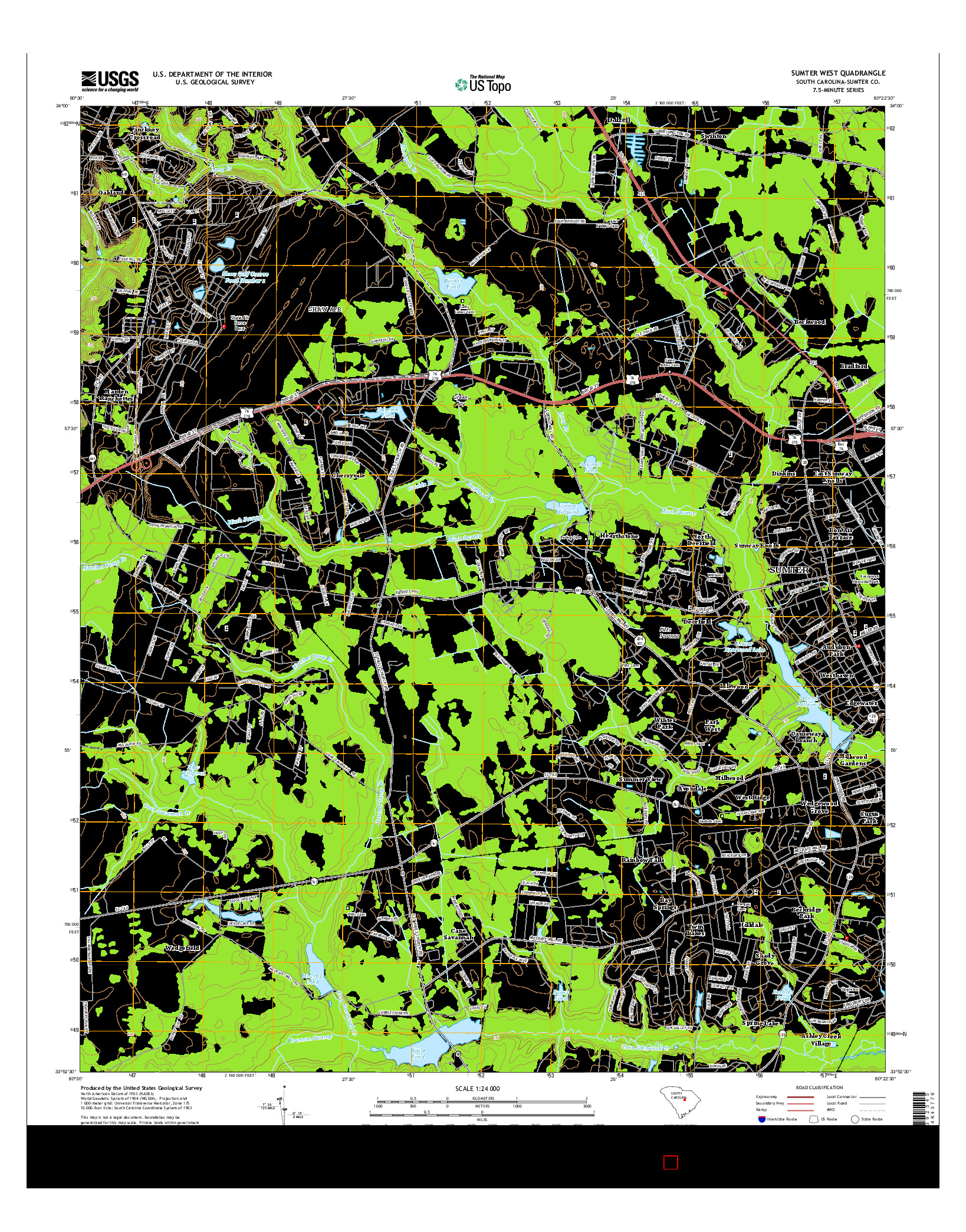 USGS US TOPO 7.5-MINUTE MAP FOR SUMTER WEST, SC 2014