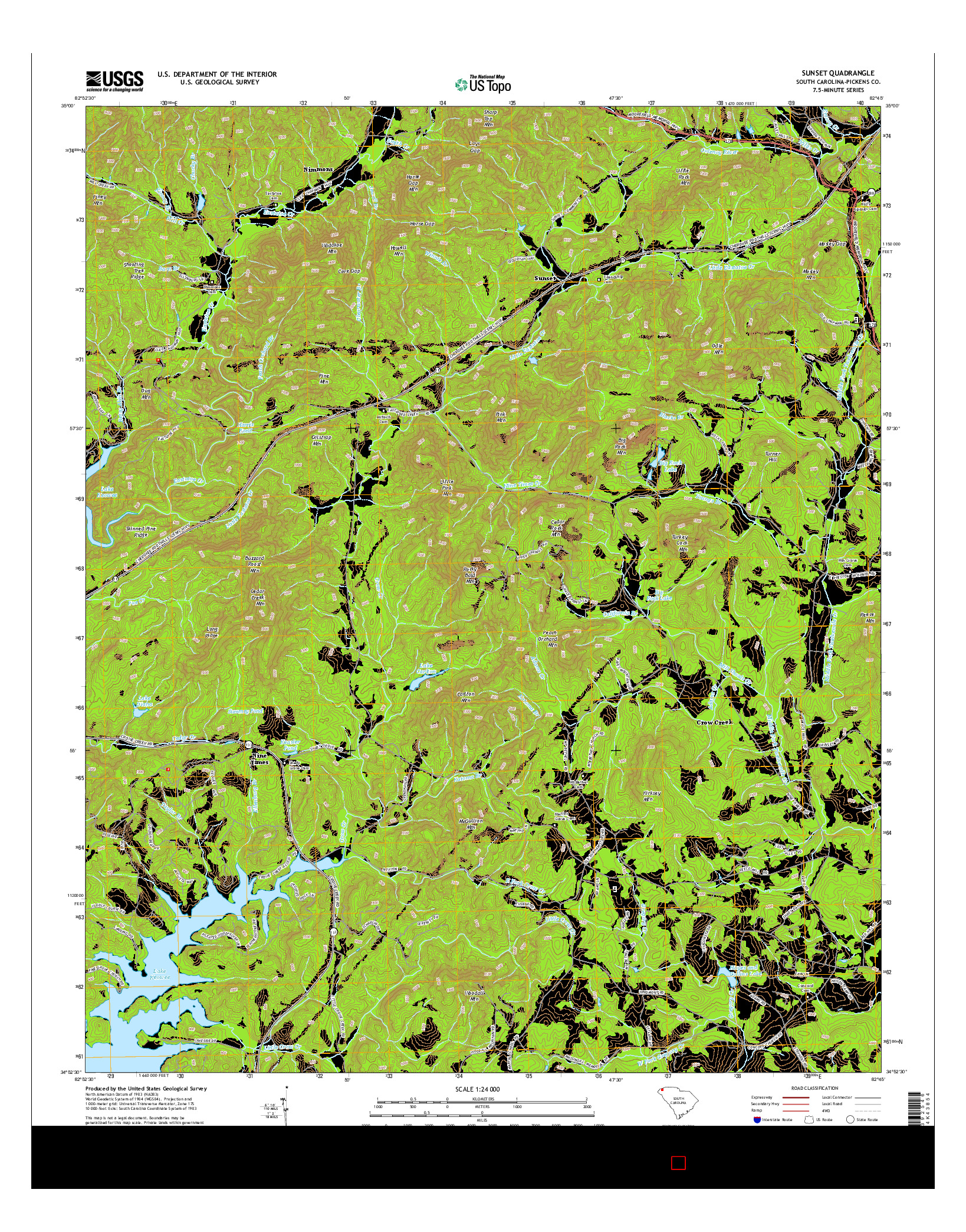 USGS US TOPO 7.5-MINUTE MAP FOR SUNSET, SC 2014