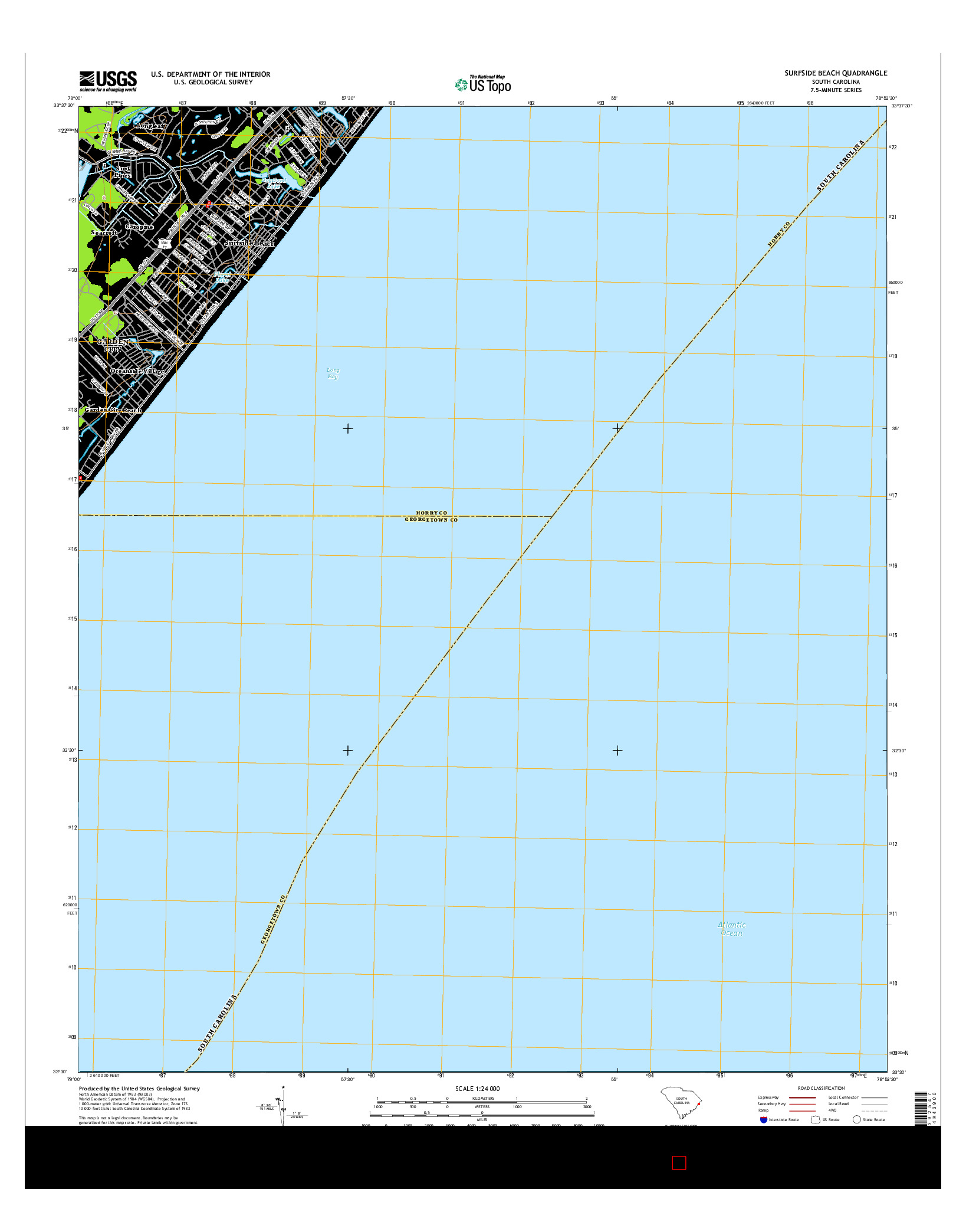 USGS US TOPO 7.5-MINUTE MAP FOR SURFSIDE BEACH, SC 2014