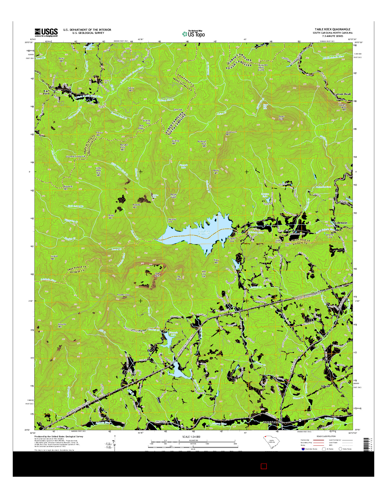 USGS US TOPO 7.5-MINUTE MAP FOR TABLE ROCK, SC-NC 2014