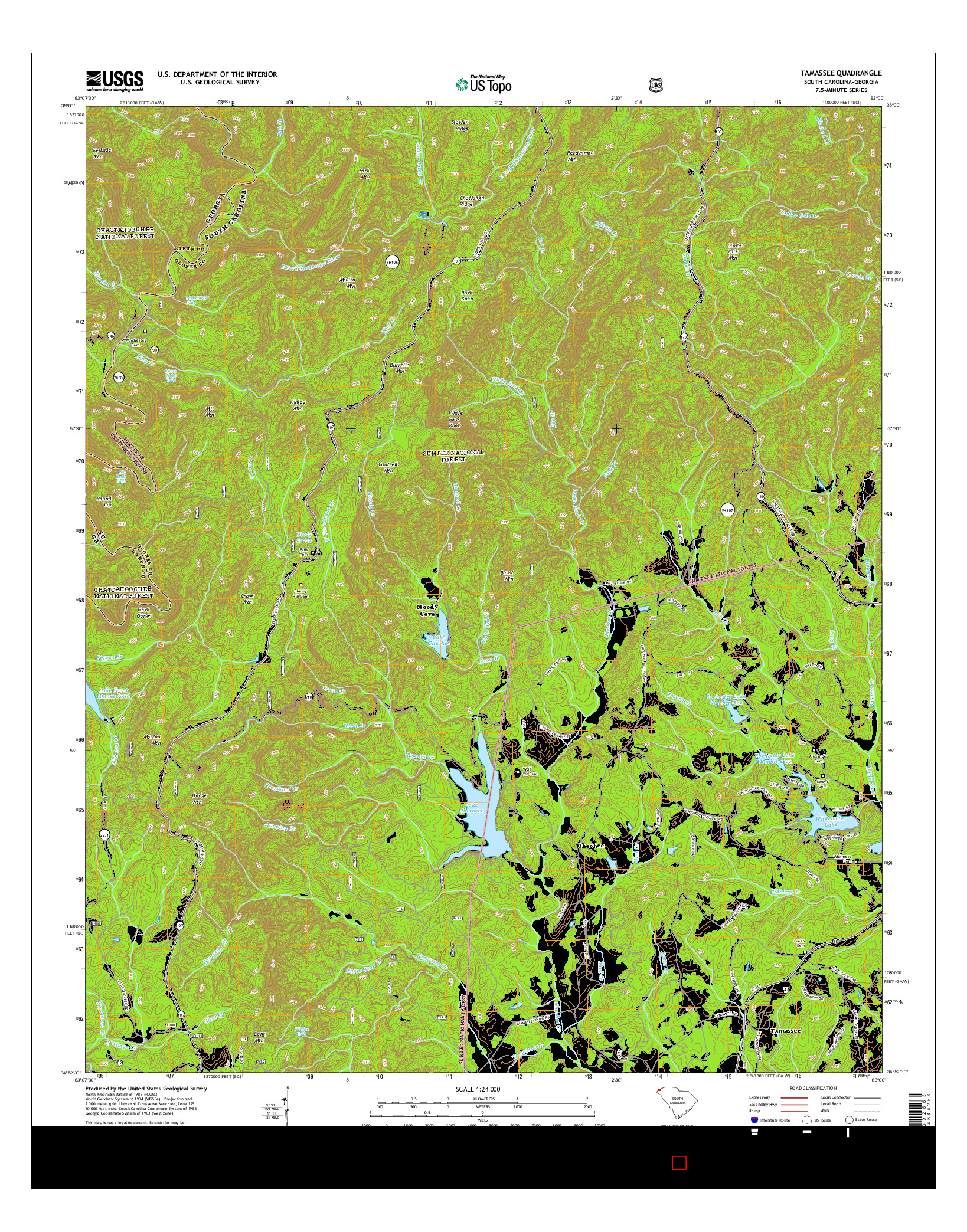 USGS US TOPO 7.5-MINUTE MAP FOR TAMASSEE, SC-GA 2014