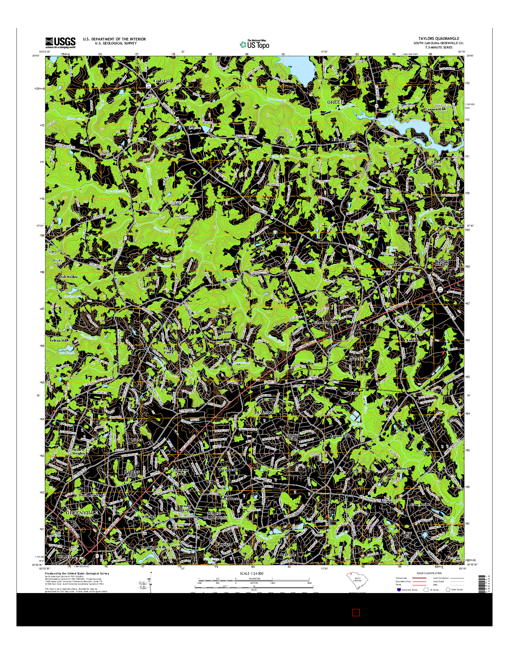 USGS US TOPO 7.5-MINUTE MAP FOR TAYLORS, SC 2014