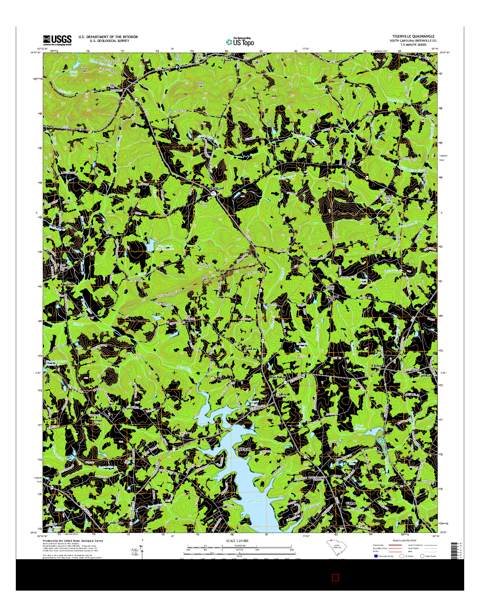 USGS US TOPO 7.5-MINUTE MAP FOR TIGERVILLE, SC 2014