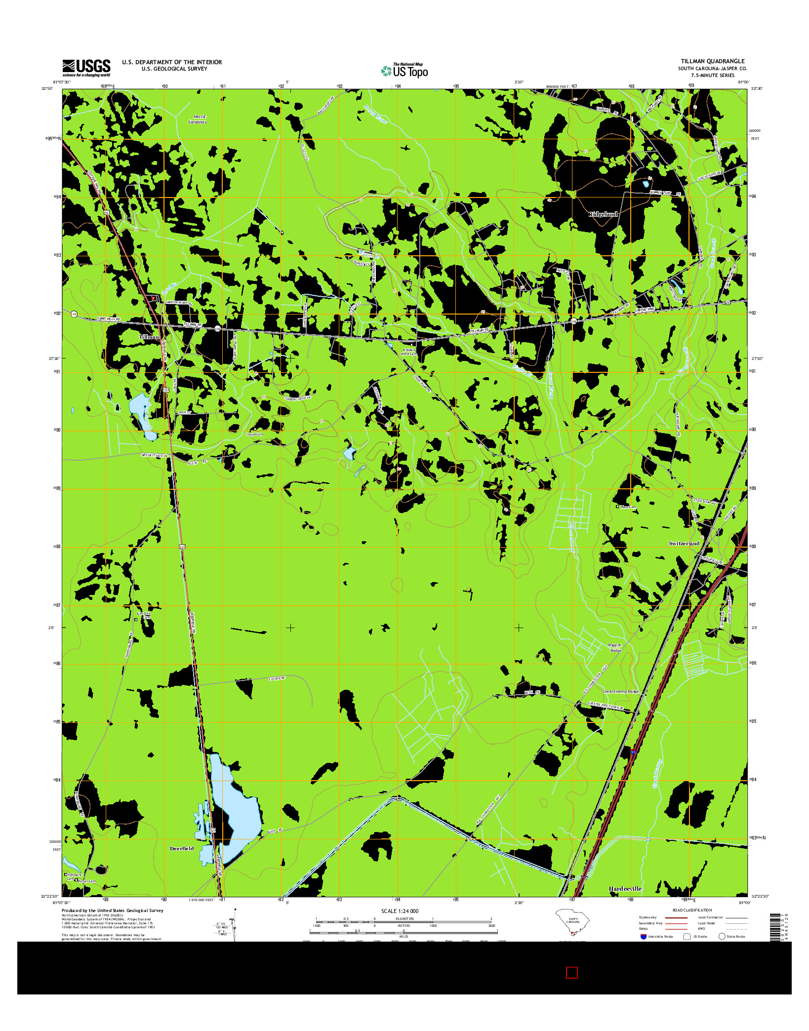 USGS US TOPO 7.5-MINUTE MAP FOR TILLMAN, SC 2014